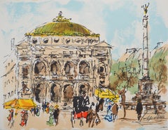 Paris : Opera Square - Original Lithograph Handsigned and Numbered