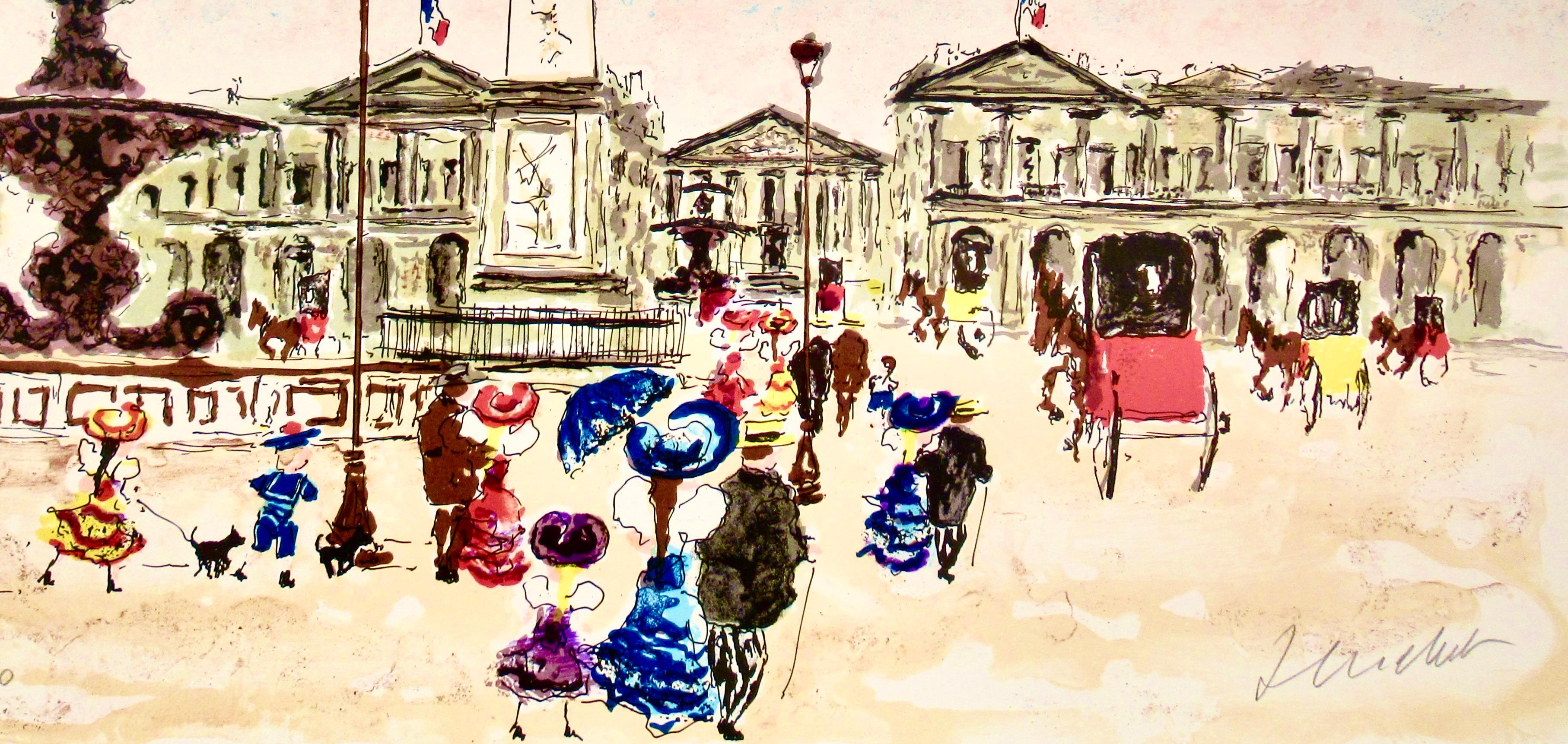 Paris, Place De La Concorde - Impressionist Print by Urbain Huchet