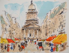 París : Barrio Latino y Panteón - Litografía original firmada a mano y numerada