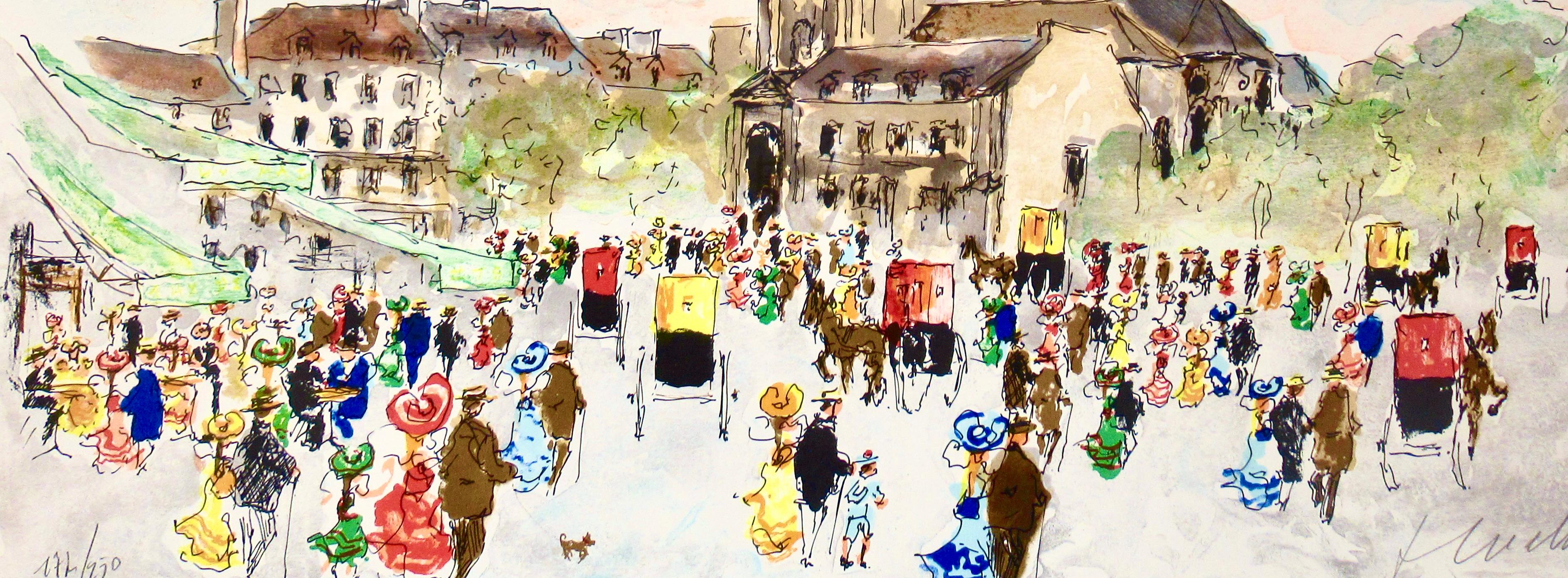 Paris, Saint Germain Des Pres - Impressionist Print by Urbain Huchet
