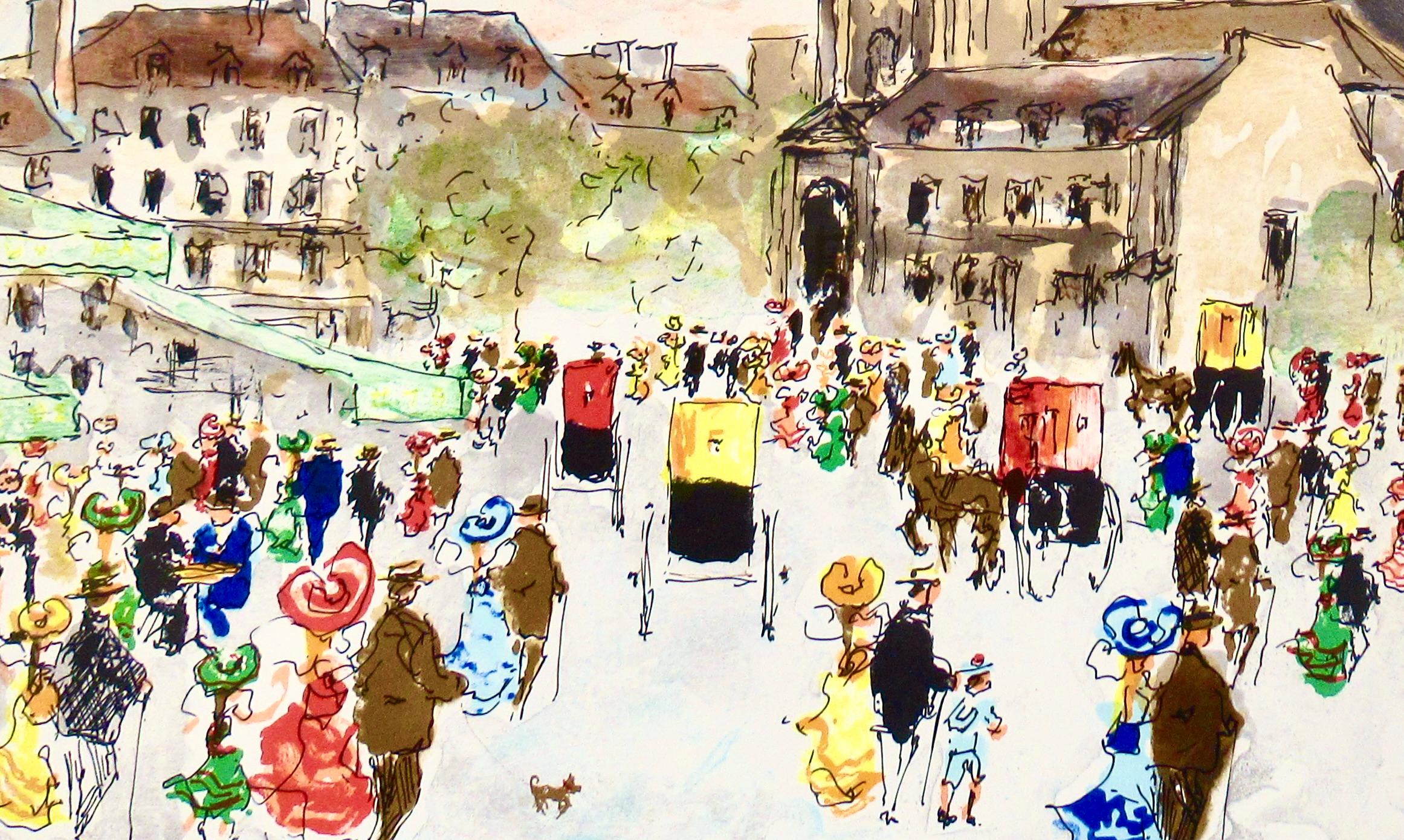 Paris, Saint Germain Des Pres - Beige Figurative Print by Urbain Huchet