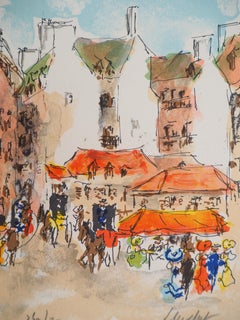 Paris : Square near Saint Germain - Original Lithograph Handsigned and Numbered