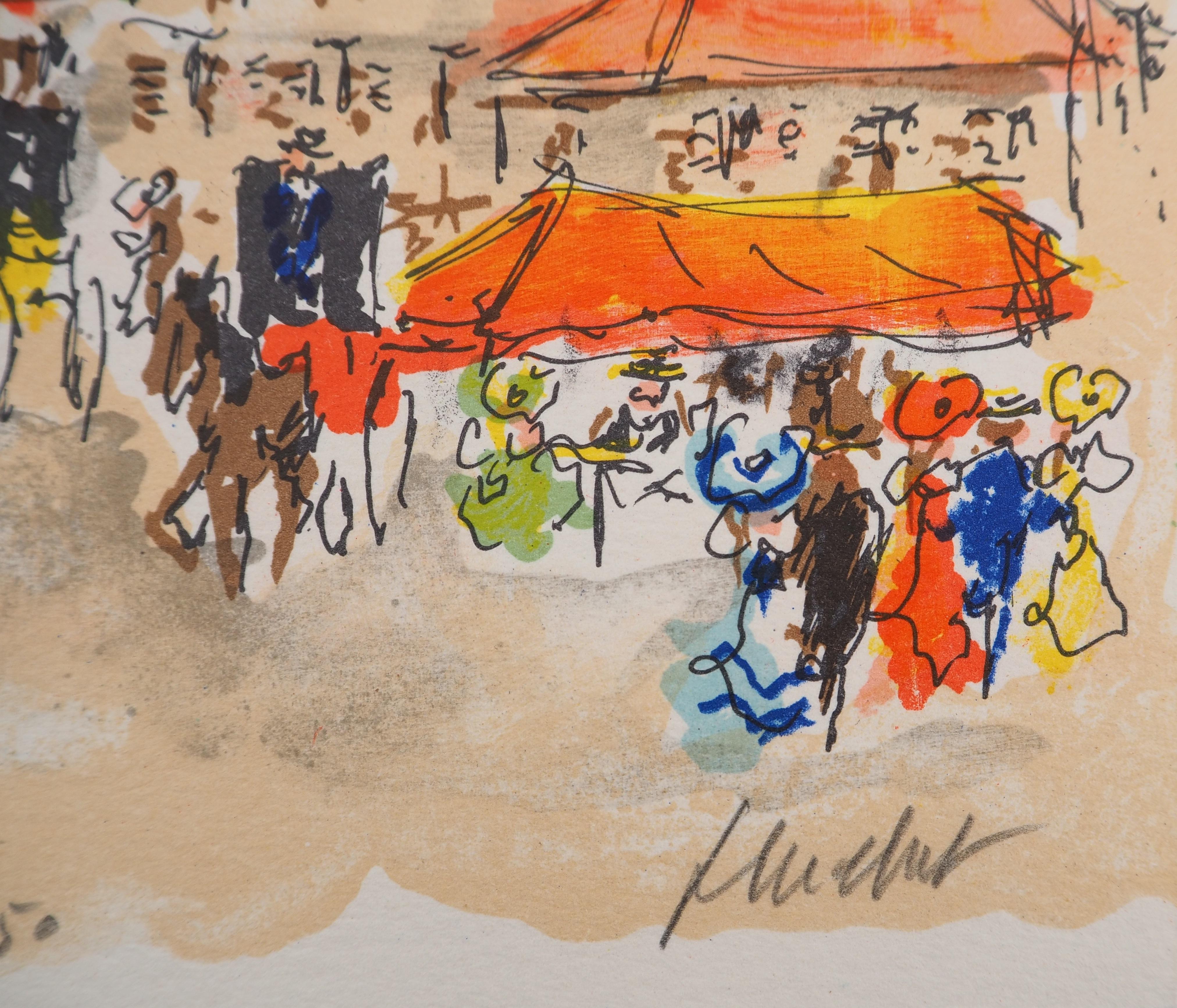 París : Plaza cerca de Saint Germain - Litografía original firmada a mano y numerada en venta 2