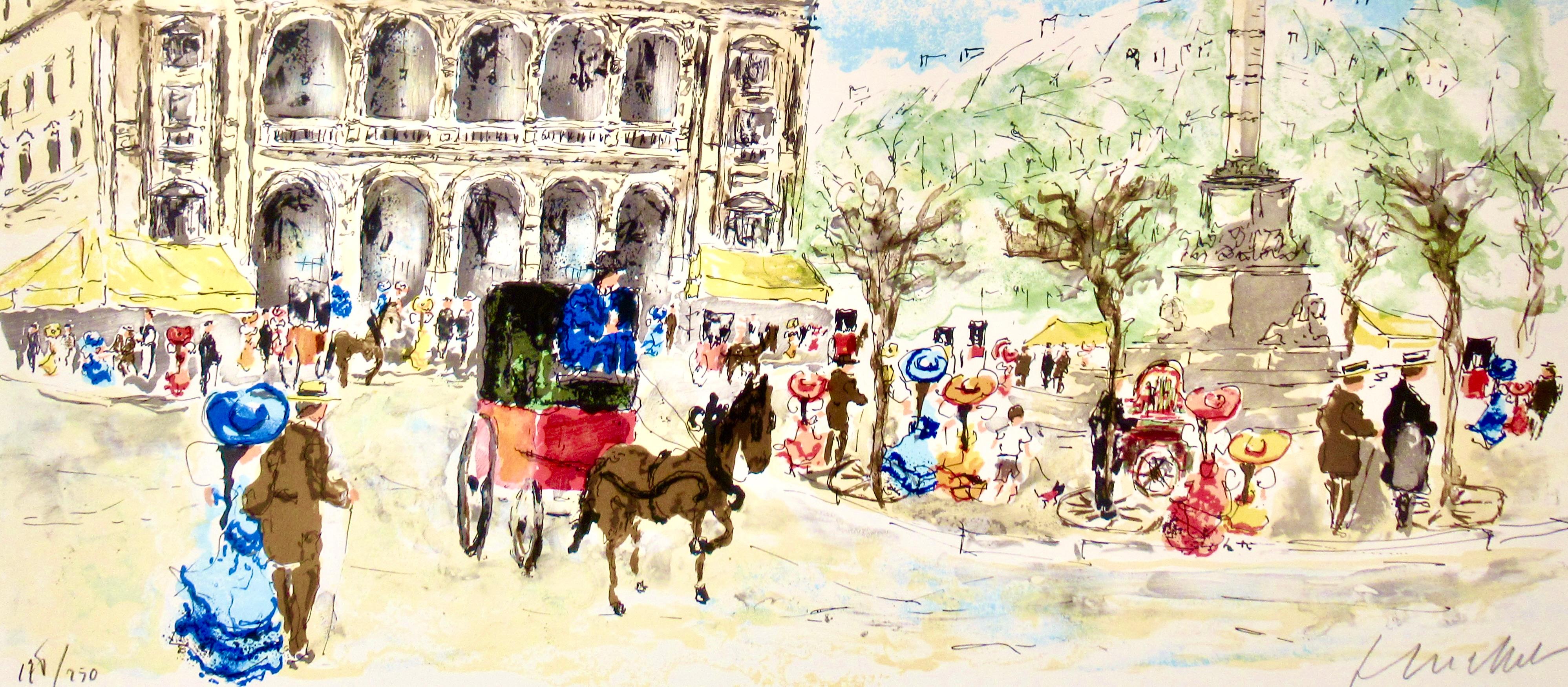 Paris, Theatre Du Chatelet - Impressionist Print by Urbain Huchet