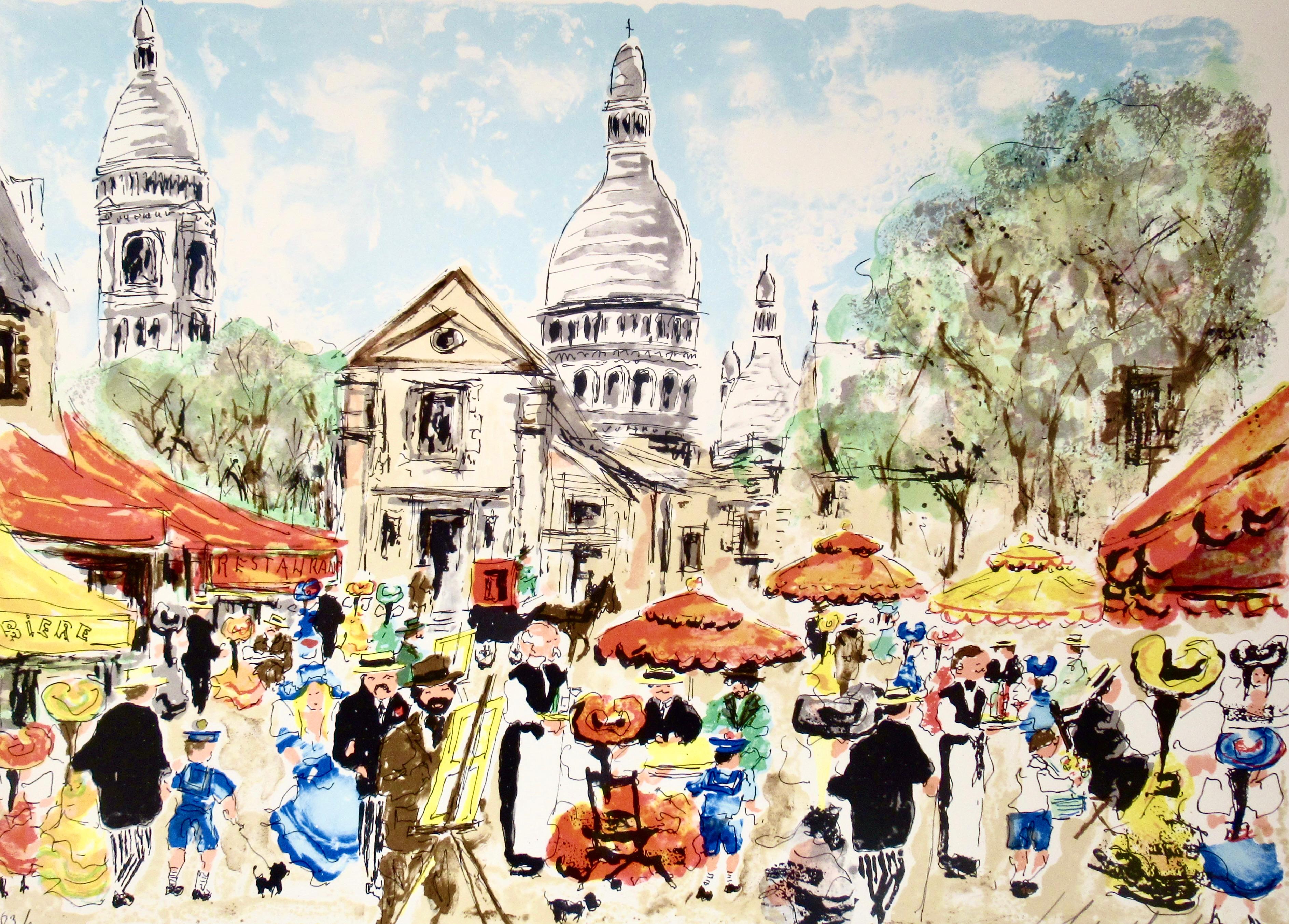 Paris, Place Du Tertre - Print by Urbain Huchet