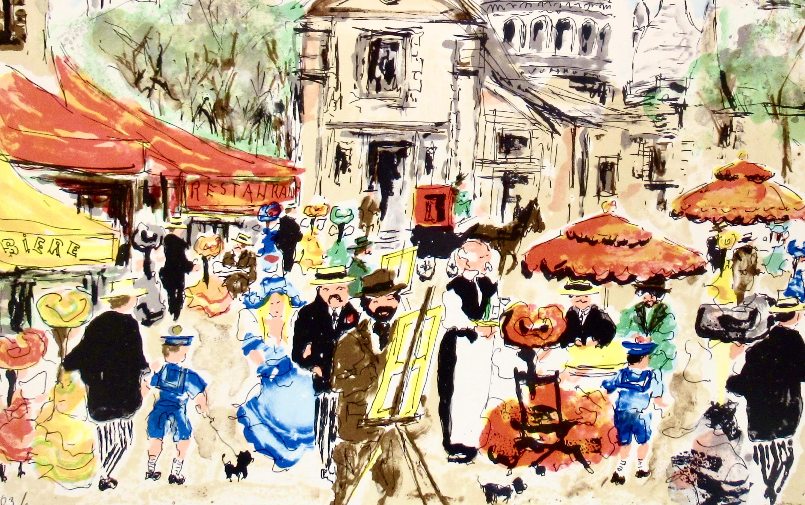 Paris, Place Du Tertre - Impressionist Print by Urbain Huchet