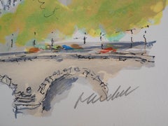 Roofs of Paris and Notre Dame - Original Lithograph Handsigned