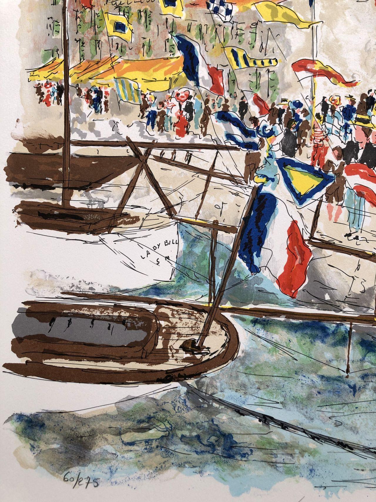 Saint Tropez French Riviera - Lithographie originale signée et numérotée en vente 1