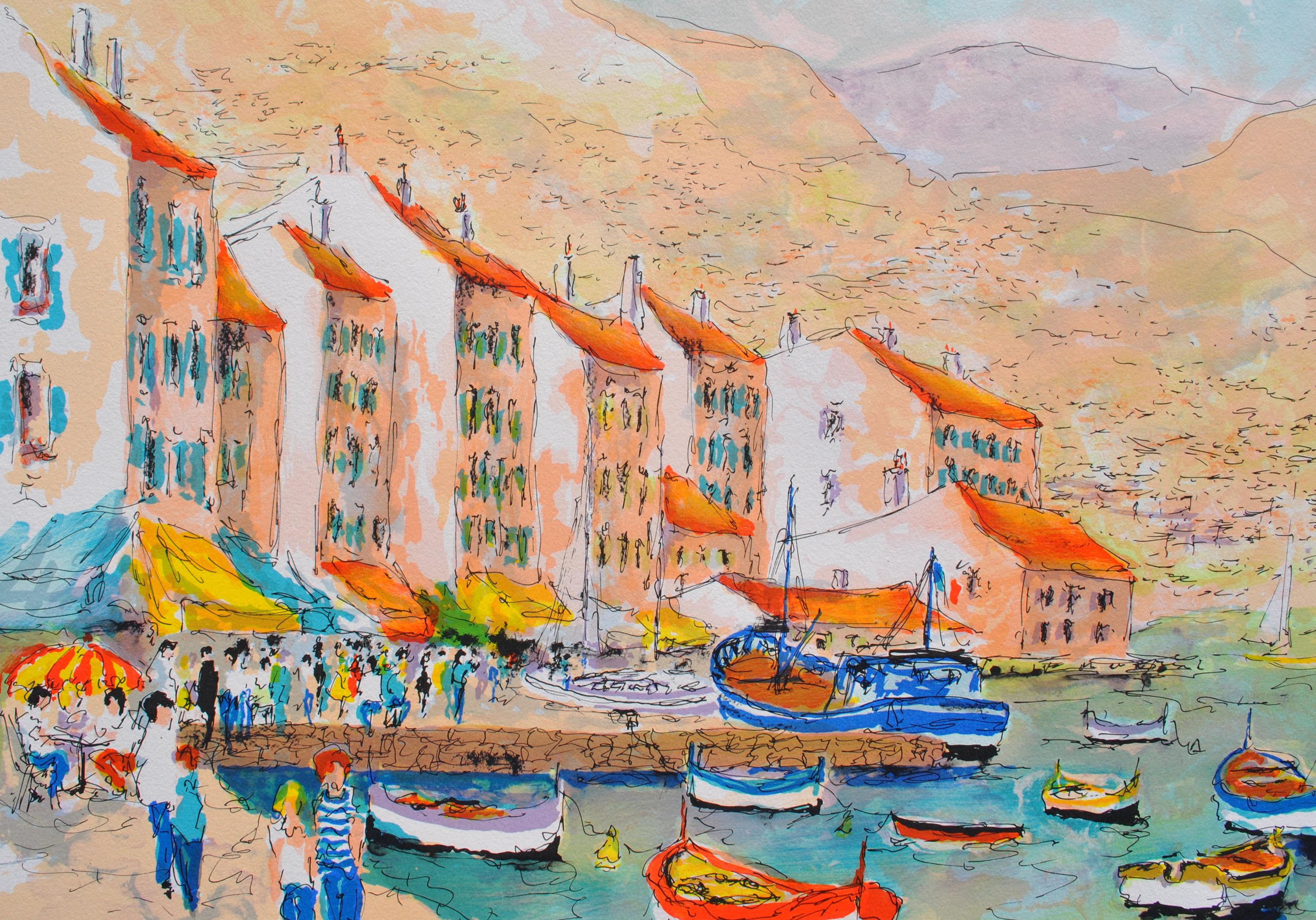 Sea Side in Saint Tropez - Handsigned lithograph For Sale 7