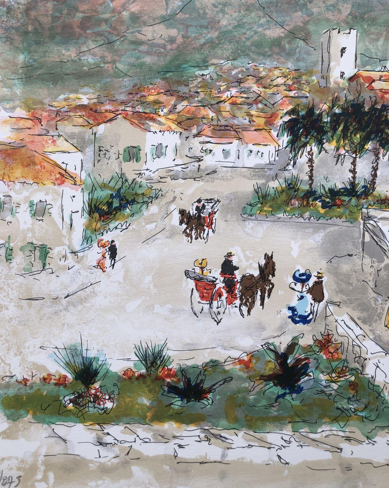 View of Antibes French Riviera - Lithographie originale signée et numérotée à la main 2