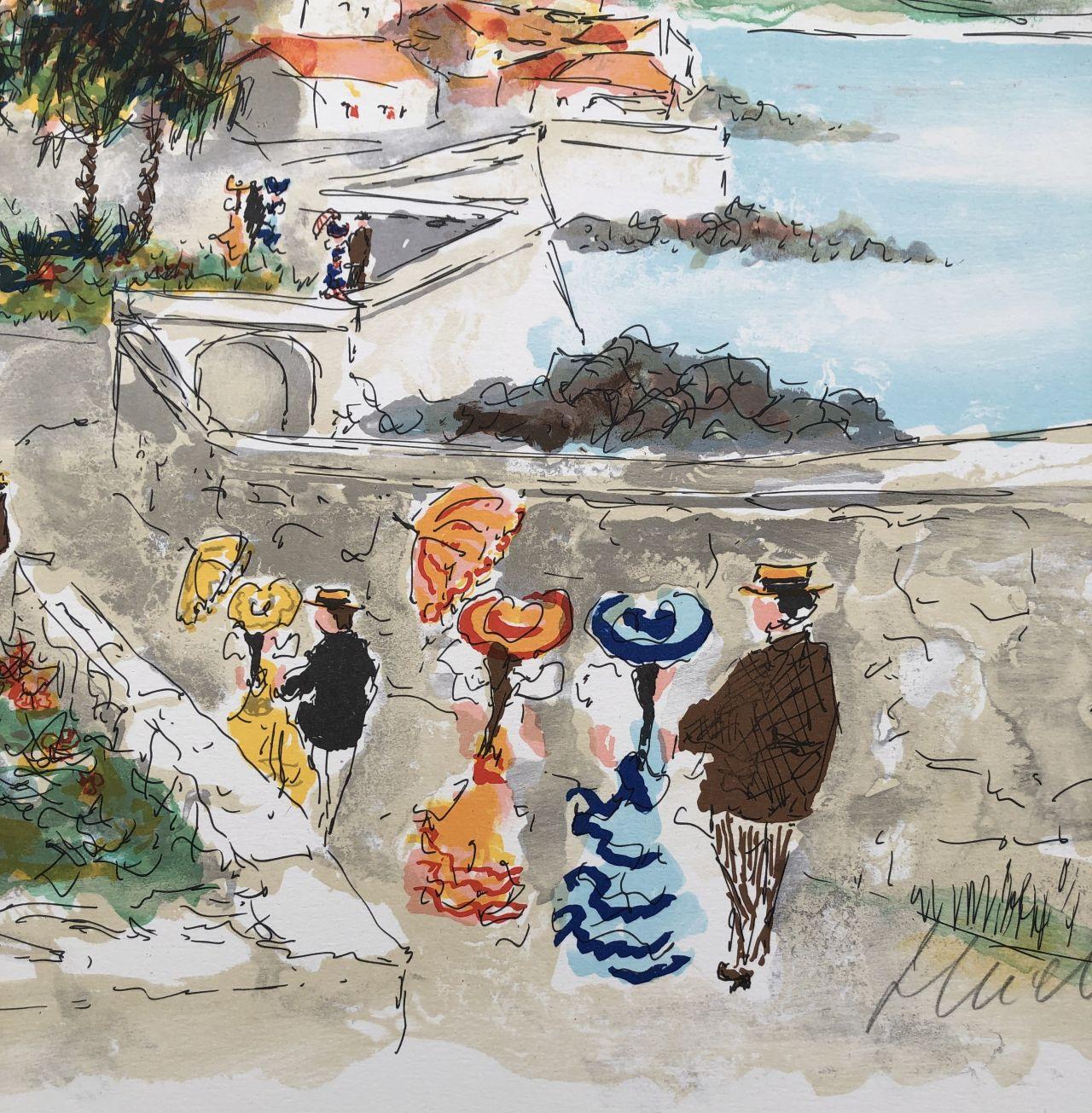View of Antibes French Riviera - Lithographie originale signée et numérotée à la main 3