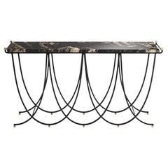 Urban Black Iron Structure and Marble Top Console