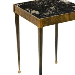 Urban brass side table with milled band