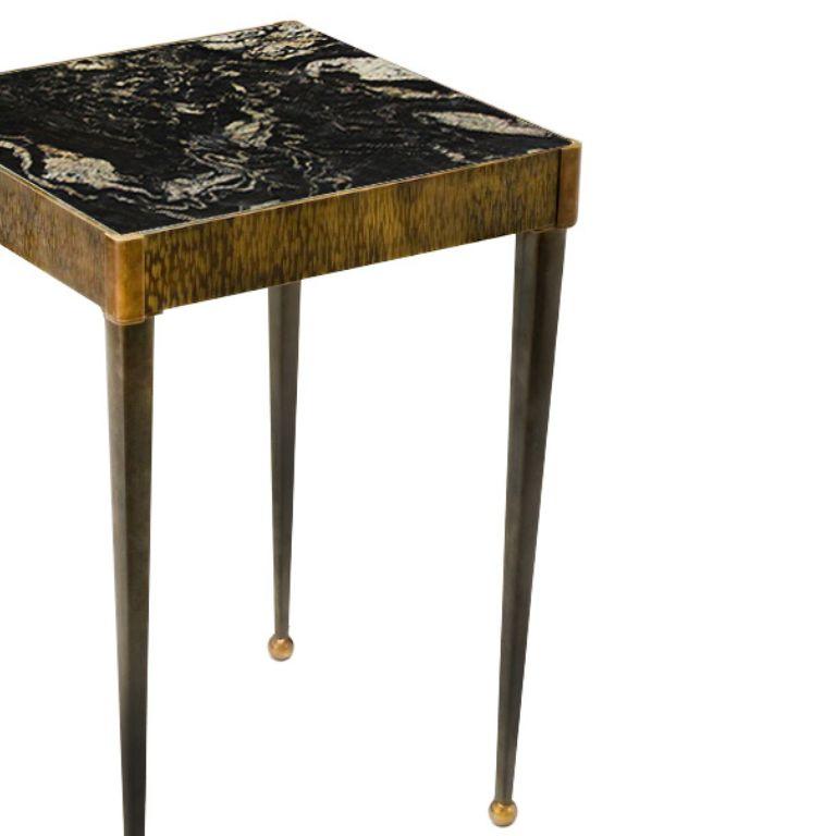 Italian Urban brass side table with milled band For Sale