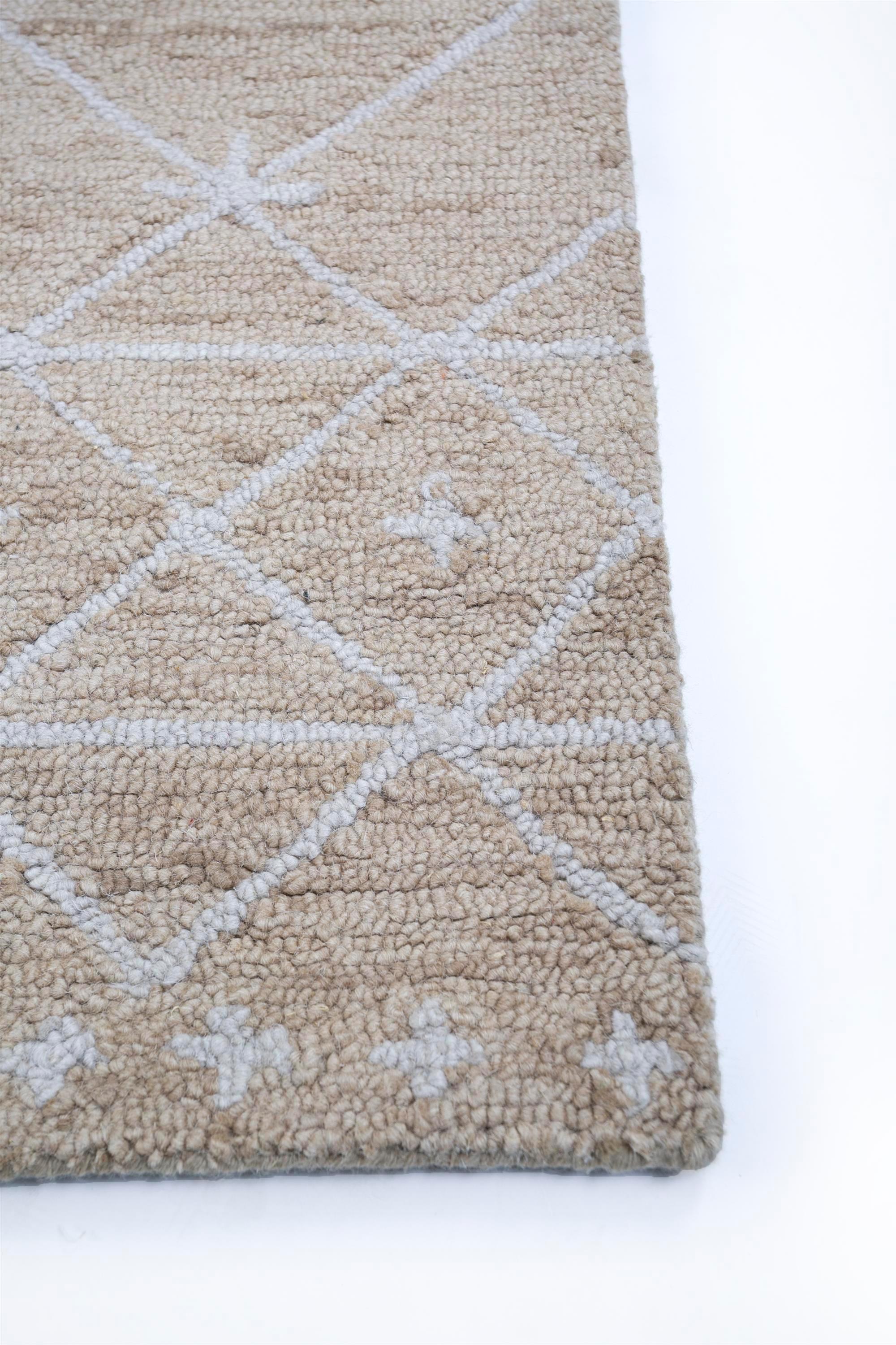 Embark on a journey of design excellence with our Handtufted Rug, a masterpiece in soft beige and white, resembling a work of abstract art on a cloth canvas. This rug is the epitome of contemporary elegance, designed for modern urban homes. Crafted