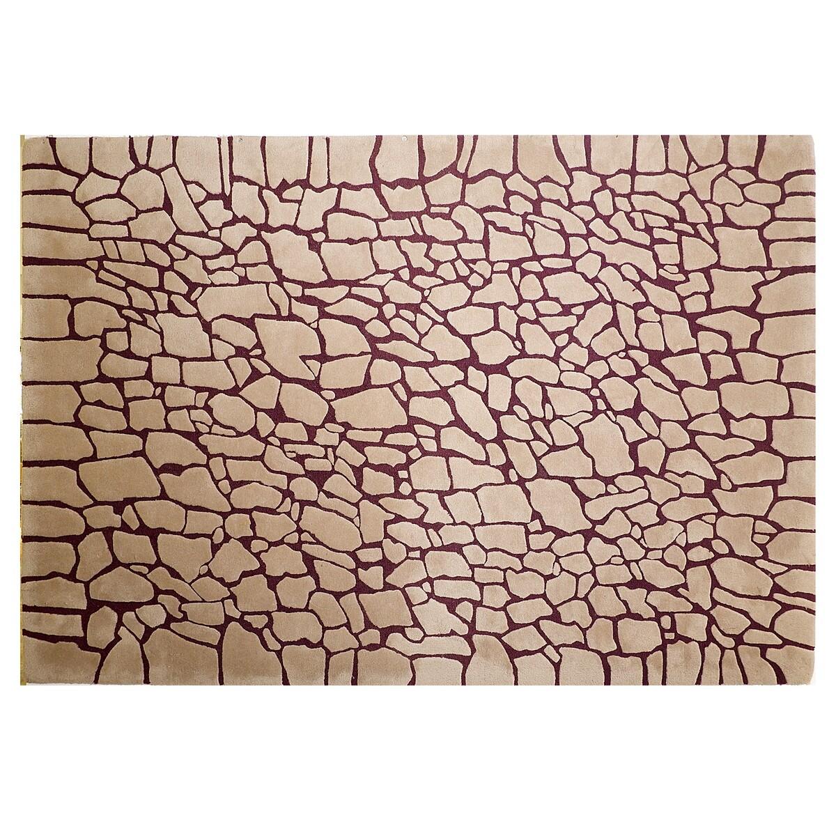 Urban Carpets Großer zweifarbiger Vintage-Teppich - Beige und Aubergine 300x200cm
