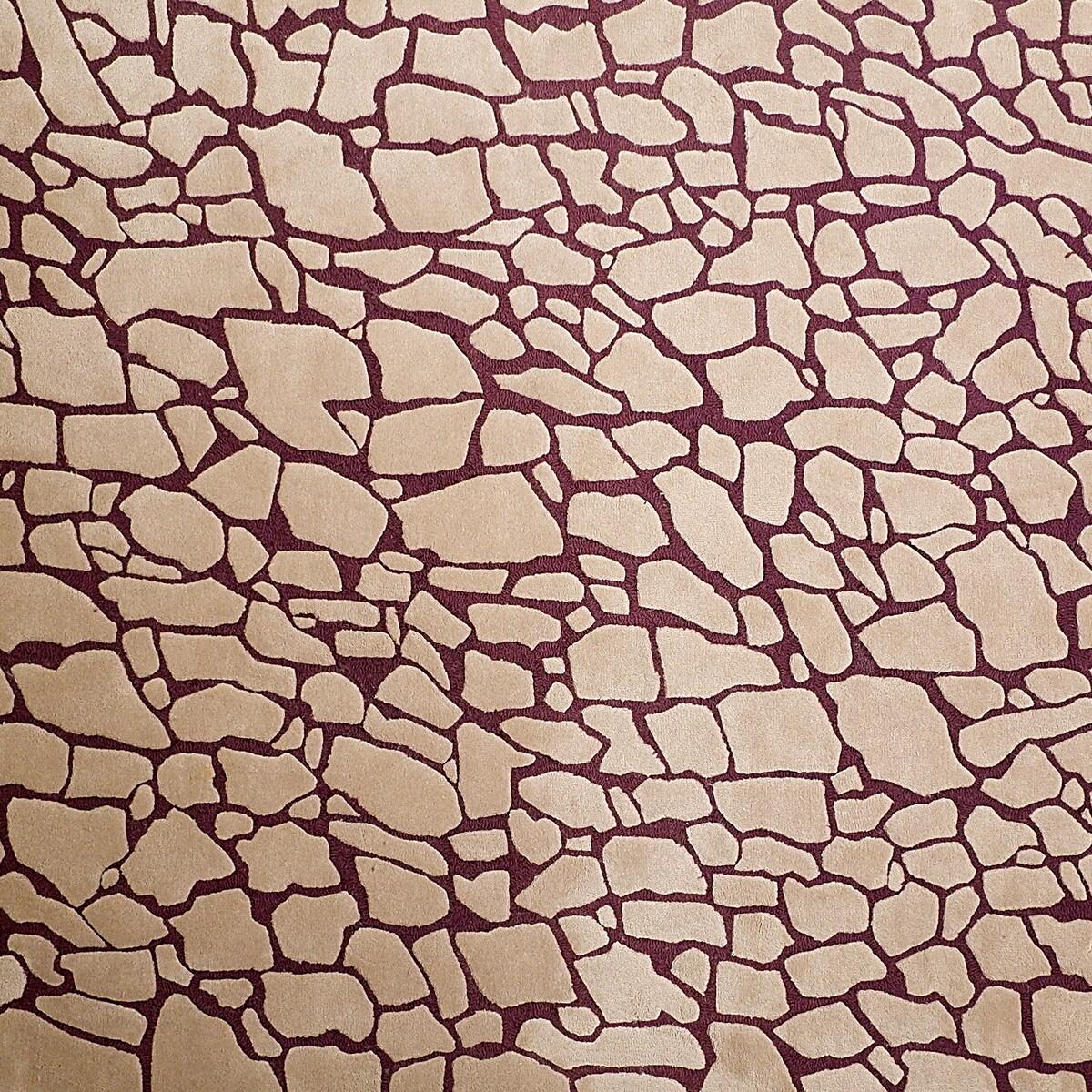 Urban Carpets Großer zweifarbiger Vintage-Teppich - Beige und Aubergine 300x200cm (Moderne der Mitte des Jahrhunderts) im Angebot
