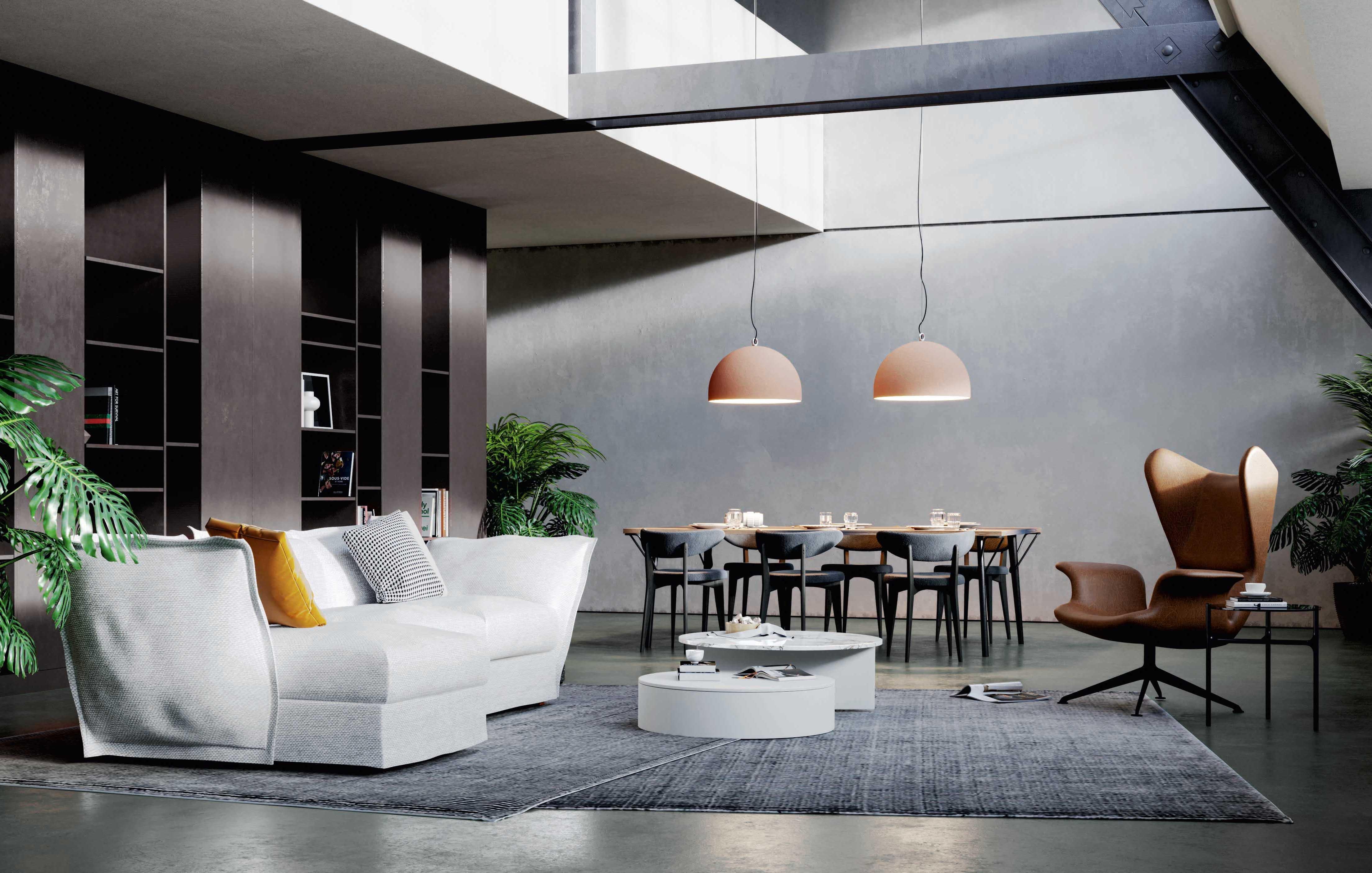Thanks to the contrast between the three cement finishes – soft gray, tough gray and pink dust – and the pure white of the diffuser’s internal surface, Urban Concrete gives a touch of material appeal and sophistication to any interior.
Available in