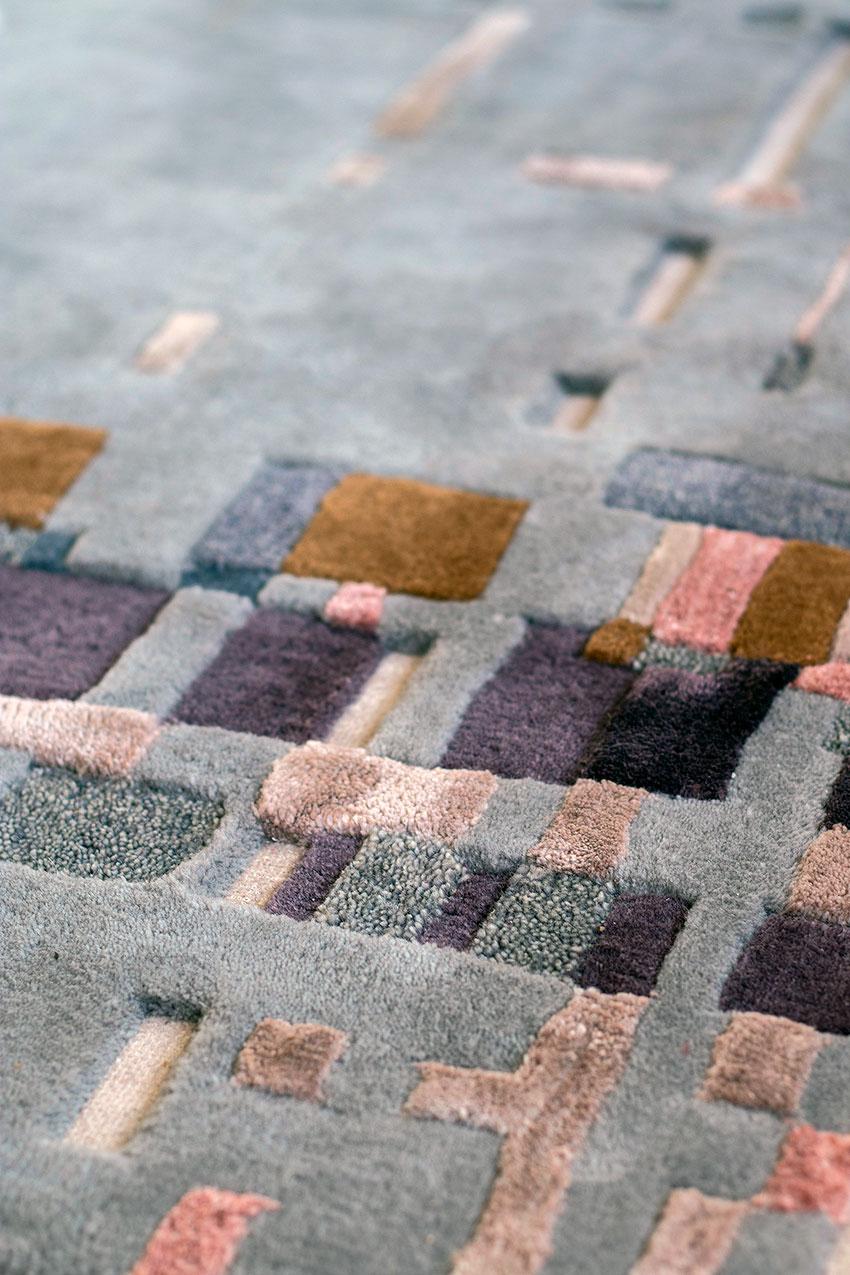 Contemporary Urban Cornel Red Rug by Volver Studios For Sale