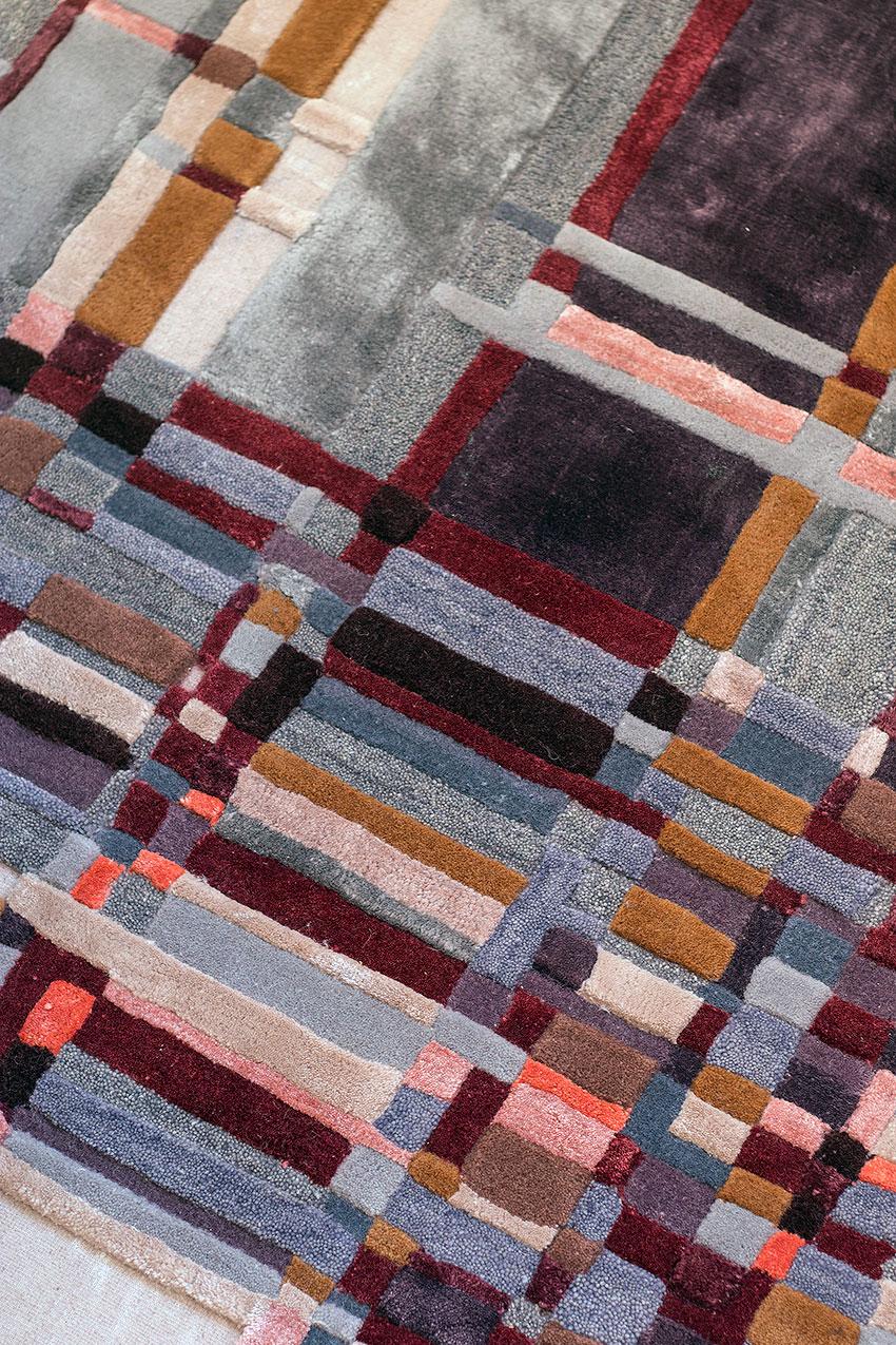 Wool Urban Cornel Red Rug by Volver Studios For Sale