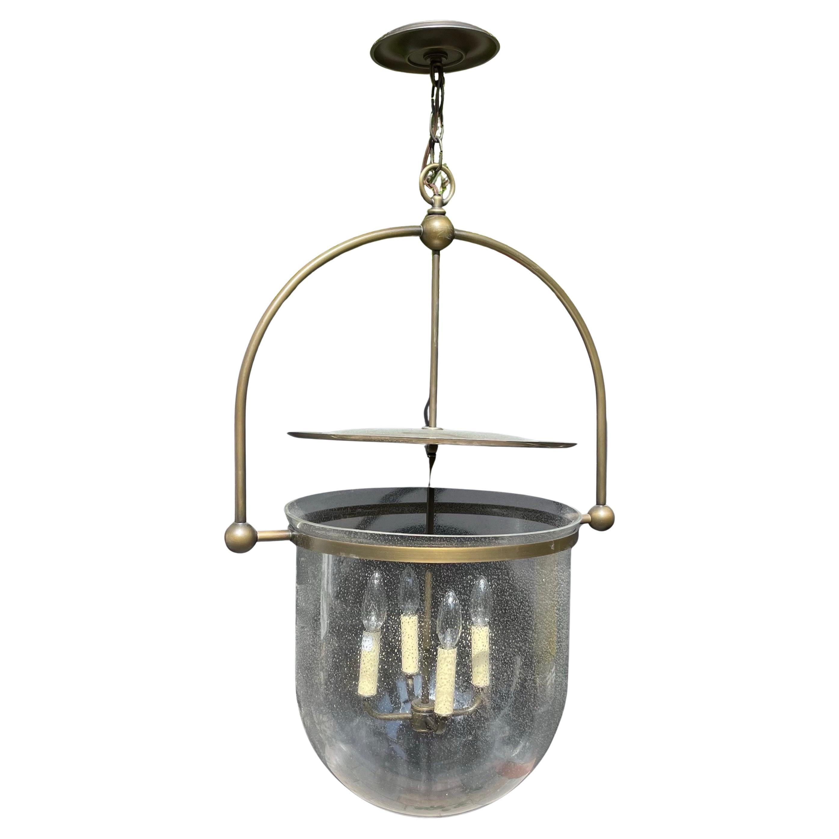 Urban Electric Smoke Bell Seeded Glass Antique Brass Pendant Light Chandelier