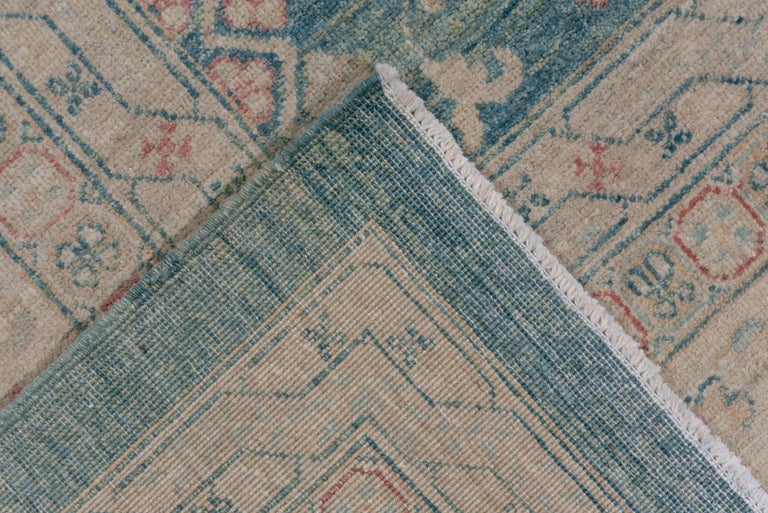 Urban Hand Knotted Afghan Carpet, Teal and Green For Sale at 1stDibs