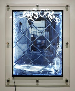 Urban Industrial Art Photo Transparency, Lucite, LED Lights "Chain Link"