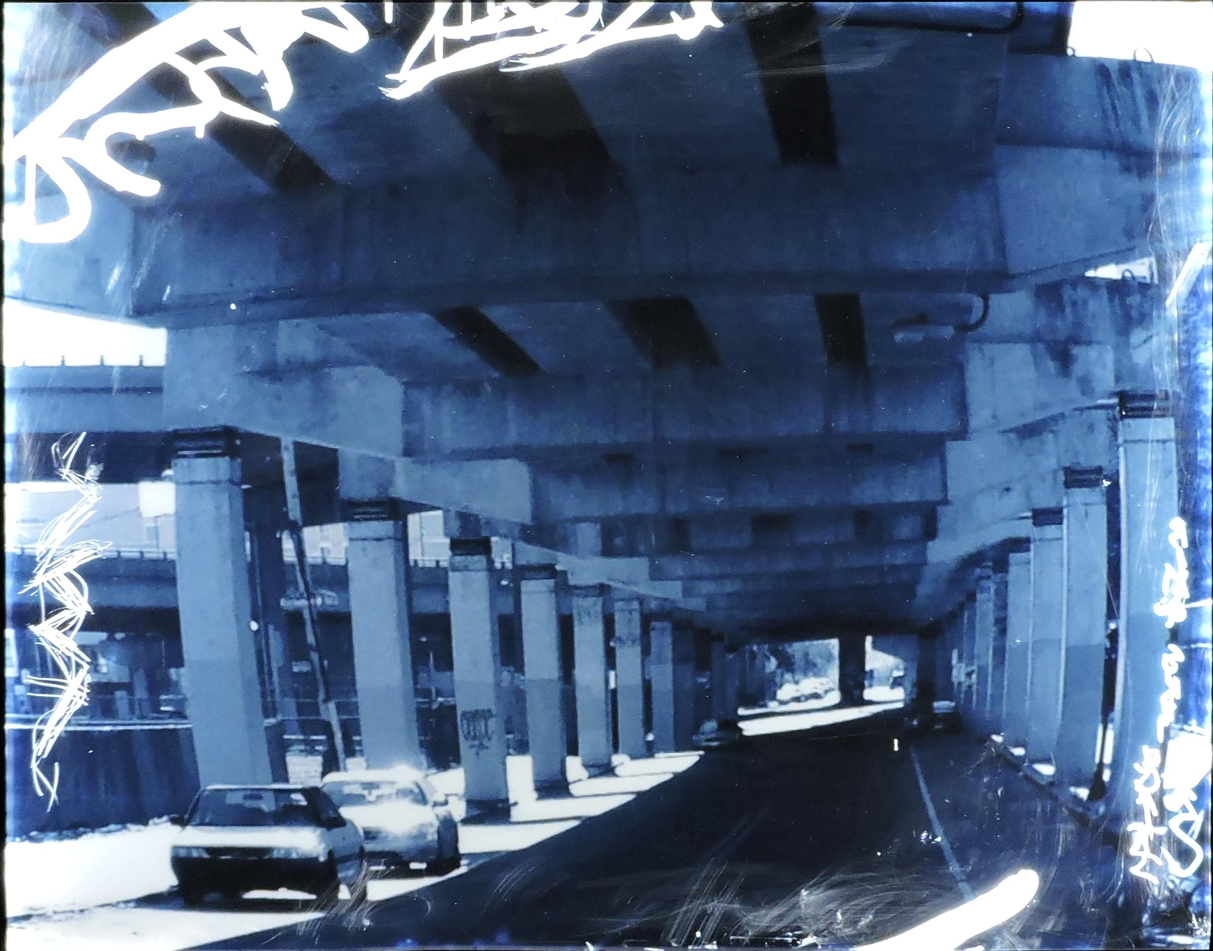 American Urban Industrial Art Photo Transparency, Lucite, LED Lights 