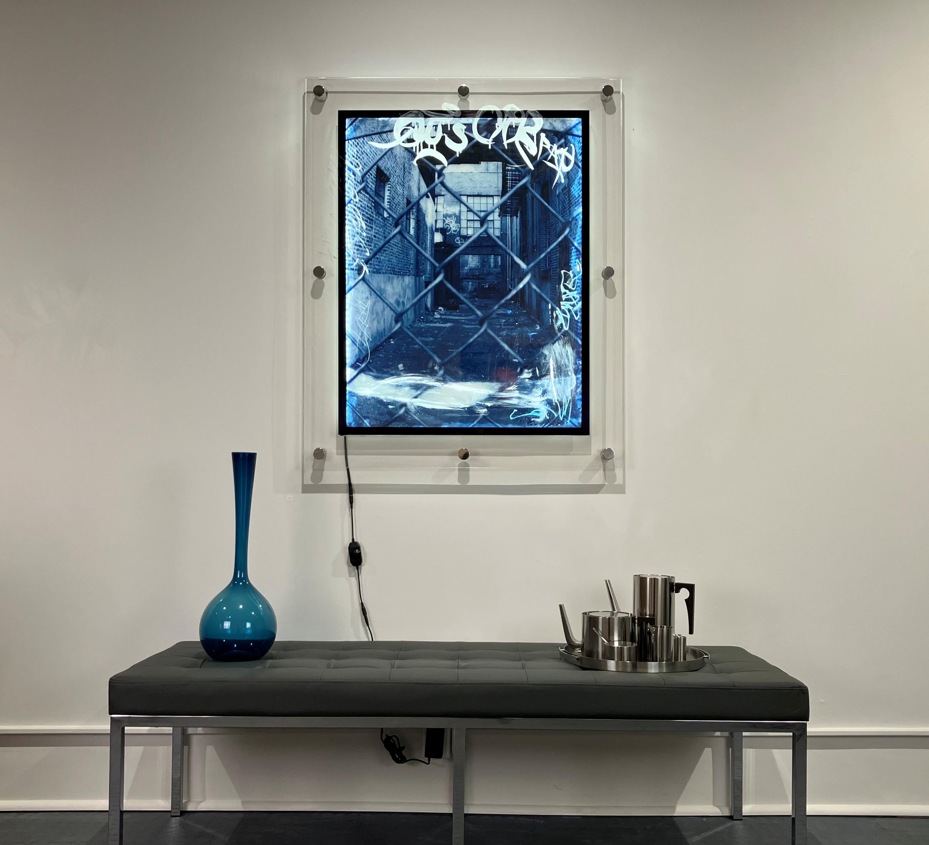 Urban Industrial Art Photo Transparency, Lucite, LED Lights 