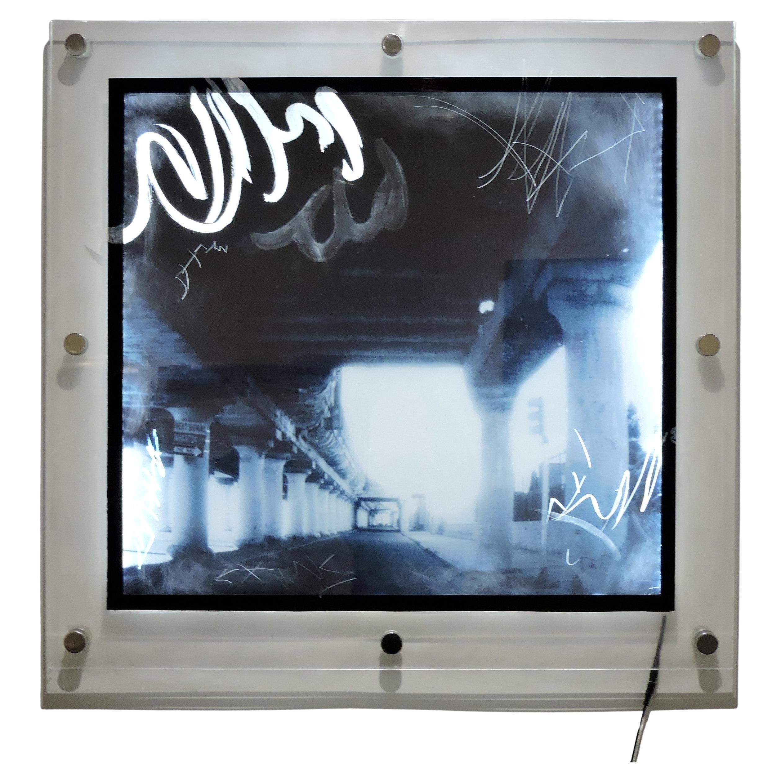 Urban Industrial Art Photo Transparency, Lucite, LED Lights "Underpass"