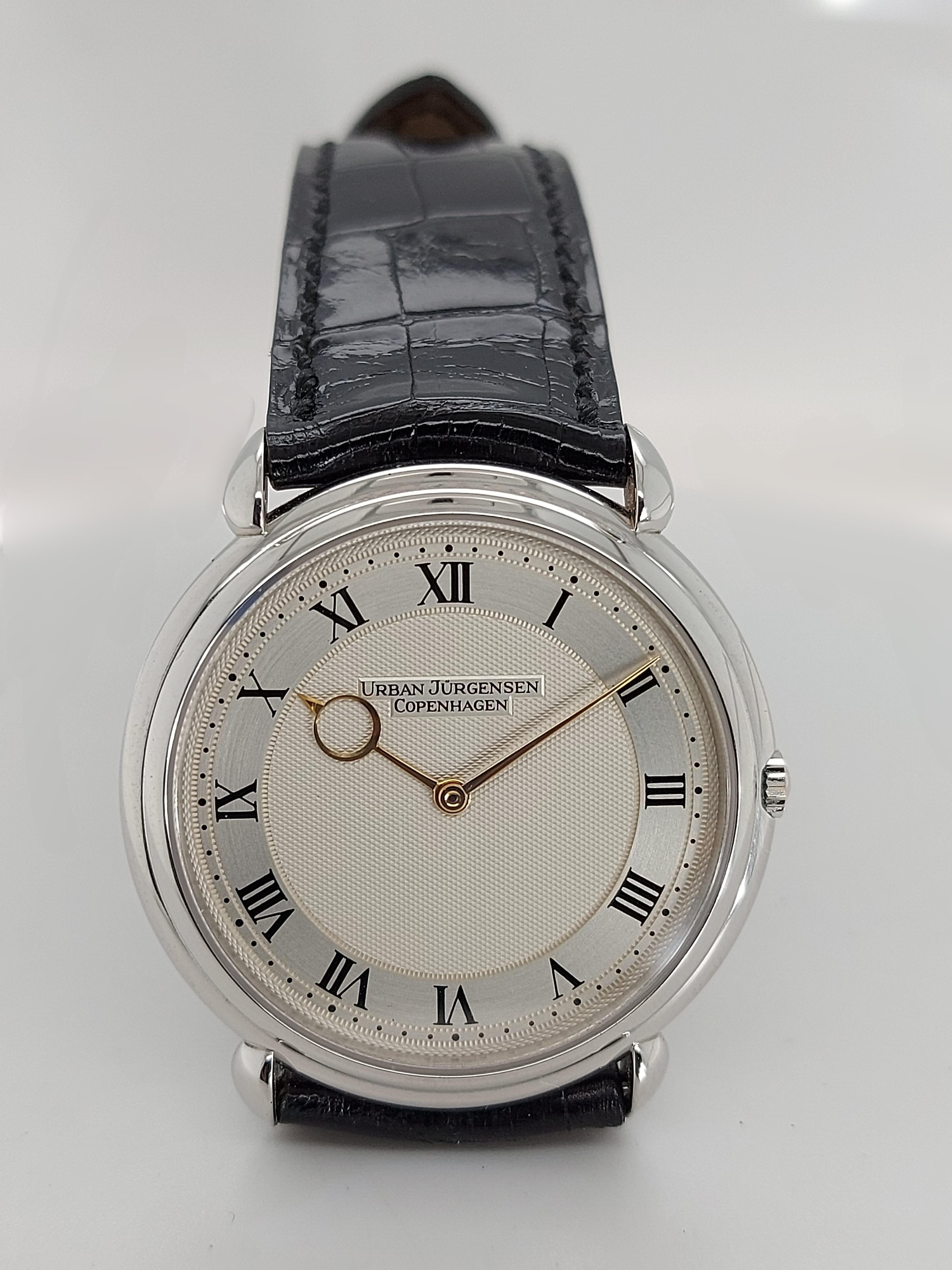 Women's or Men's Urban Jürgensen Platinum Limited Edition Automatic Wristwatch Reference 5 For Sale