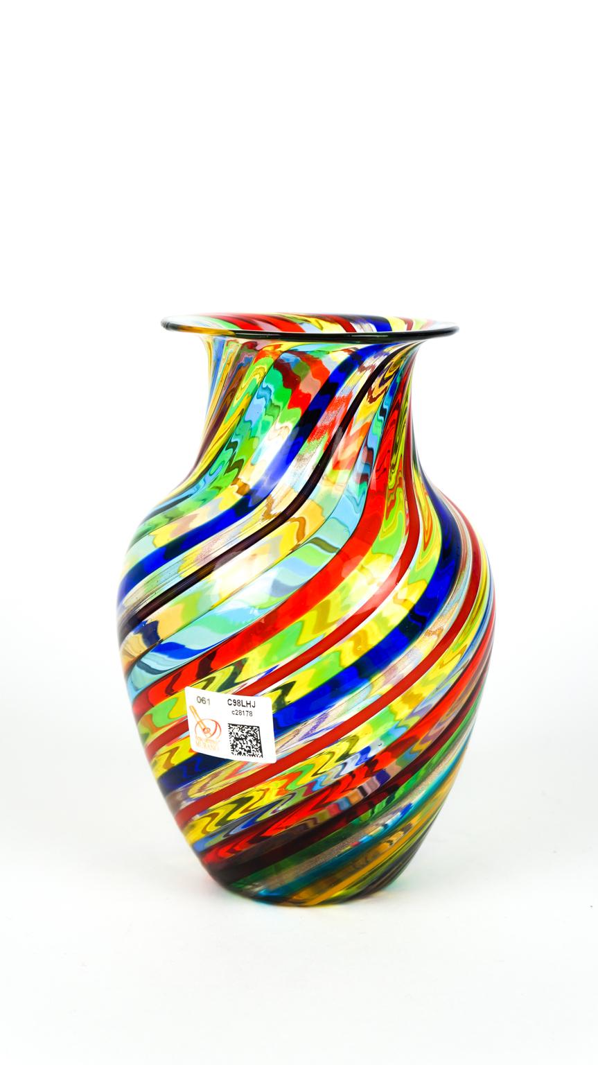 Urban Mid-Century Modern Colored Pair of Murano Glass Vases, 1994 6