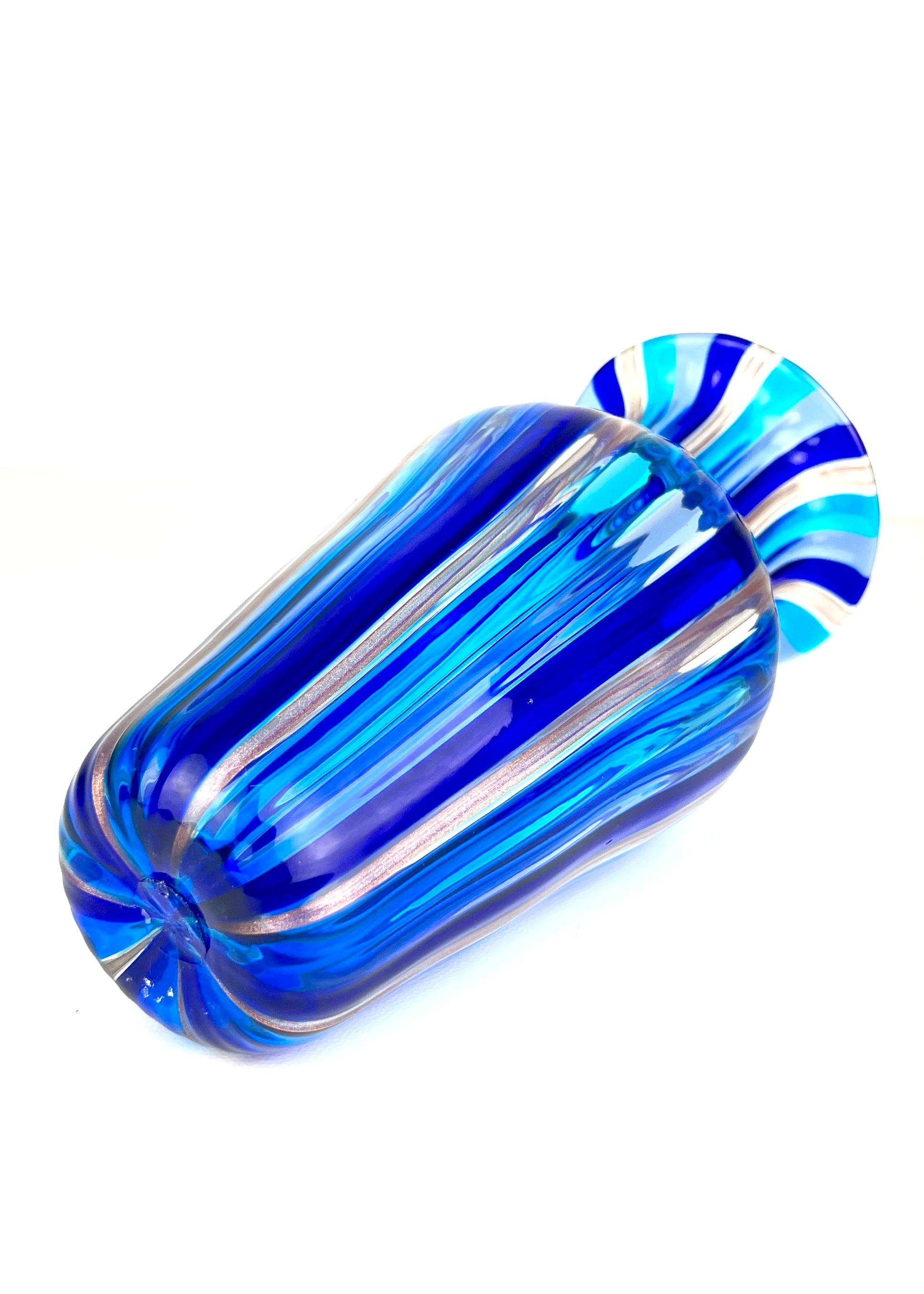 Urban Modern Blue Adventurine Six Murano Glass Vases, 2024 For Sale 7