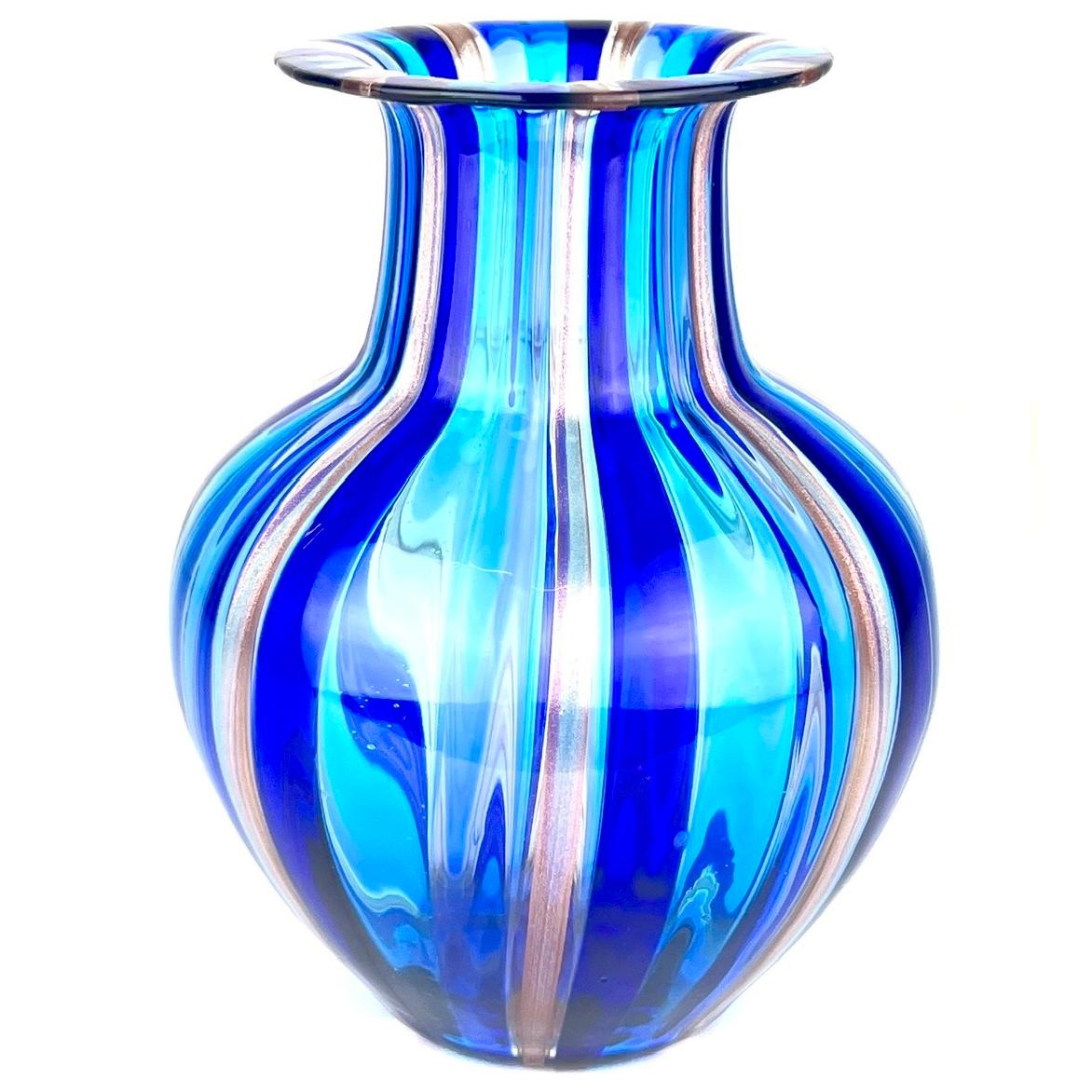Urban Modern Blue Adventurine Six Murano Glass Vases, 2024 For Sale 8