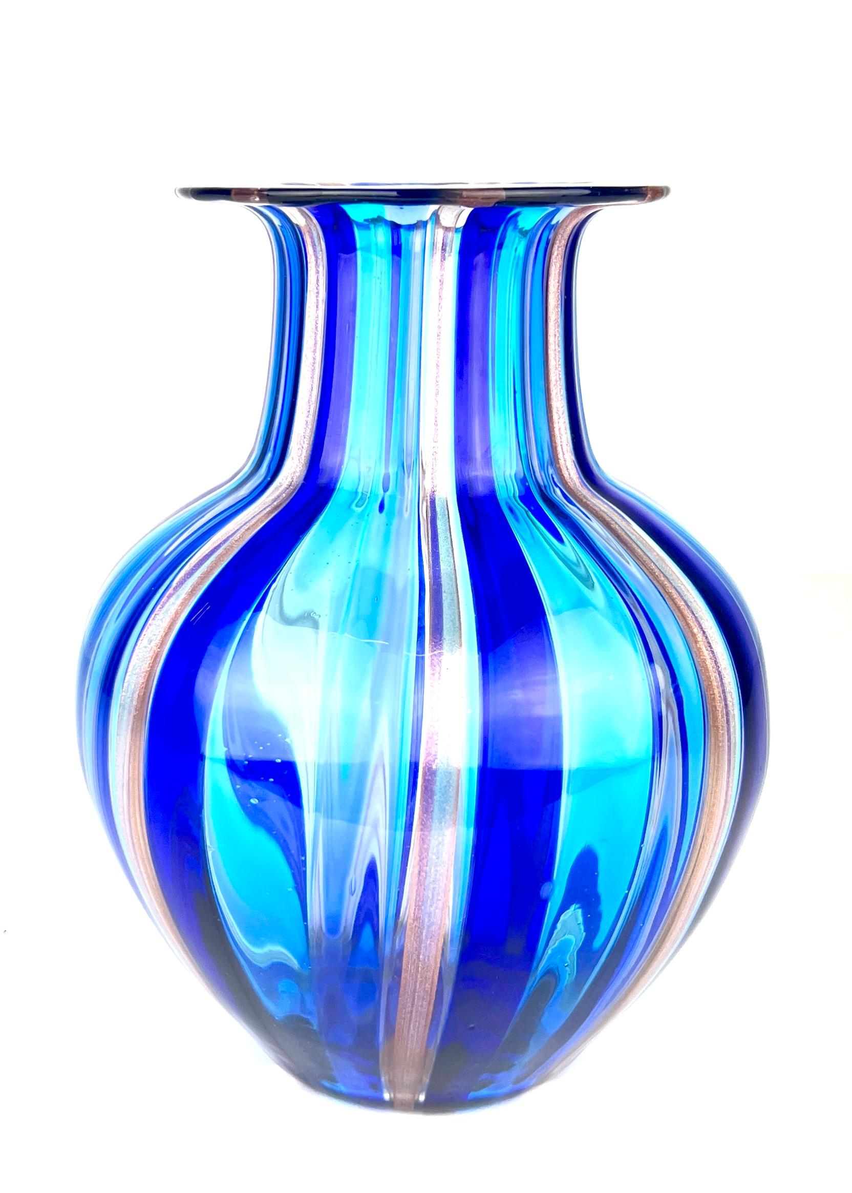 Urban Modern Blue Adventurine Six Murano Glass Vases, 2024 For Sale 11