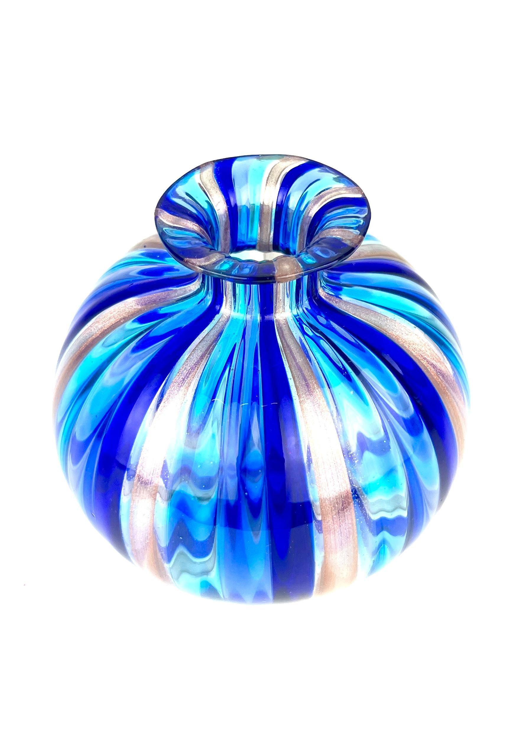 Italian Urban Modern Blue Adventurine Six Murano Glass Vases, 2024 For Sale