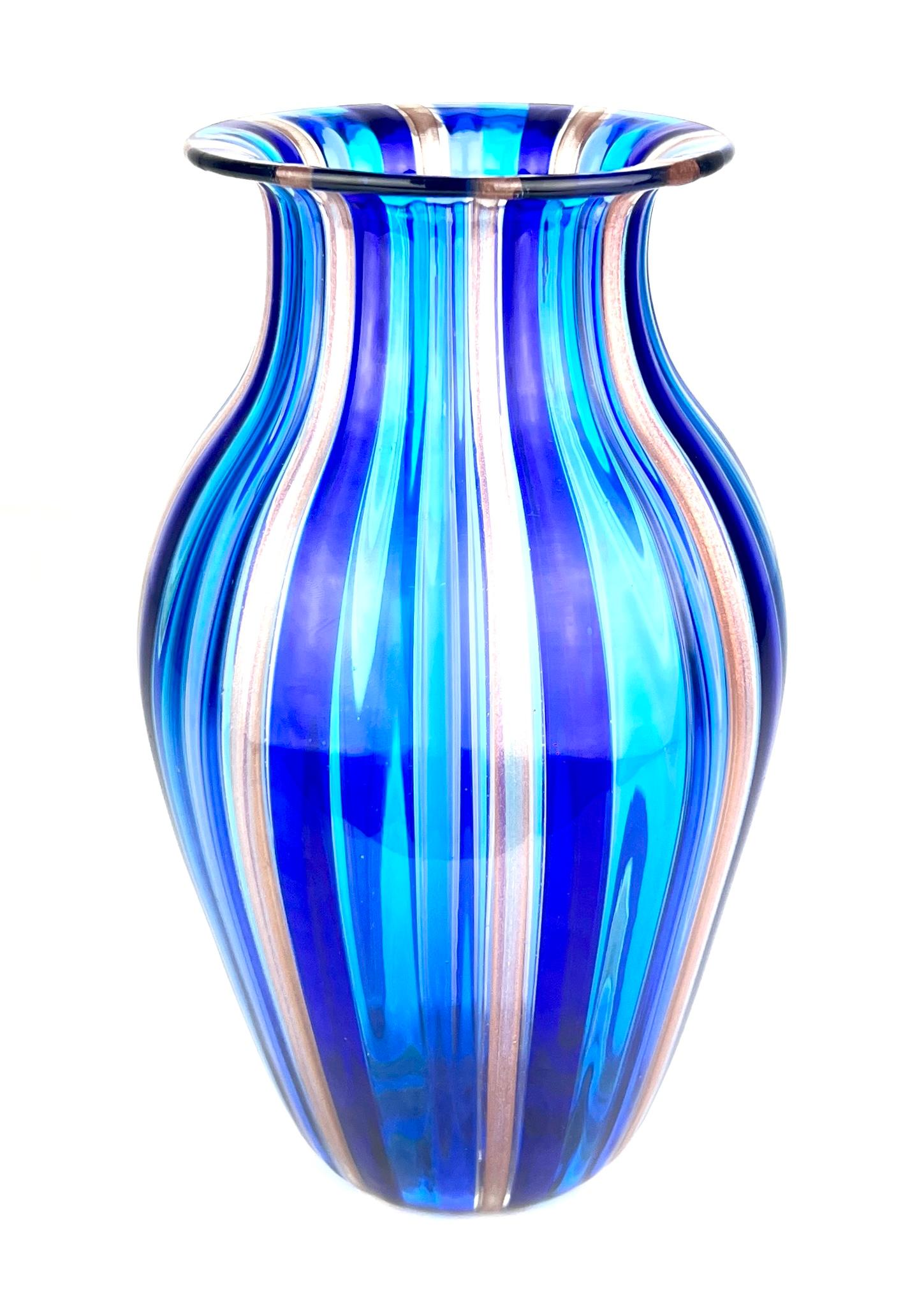Art Glass Urban Modern Blue Adventurine Six Murano Glass Vases, 2024 For Sale