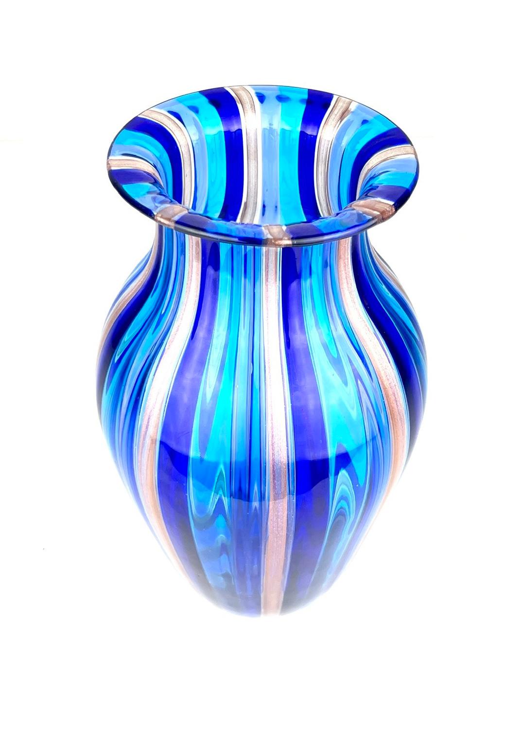 Urban Modern Blue Adventurine Six Murano Glass Vases, 2024 For Sale 1