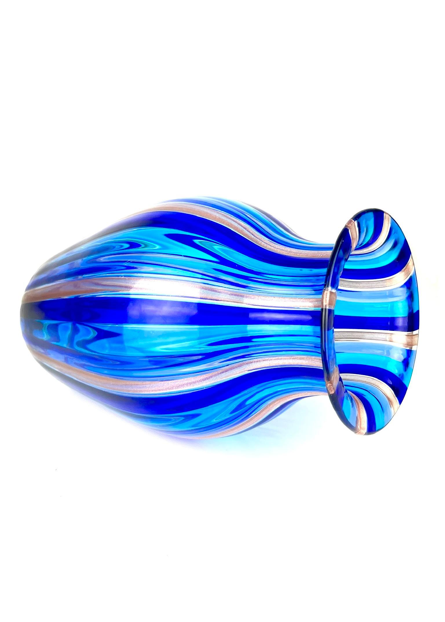 Urban Modern Blue Adventurine Six Murano Glass Vases, 2024 For Sale 2