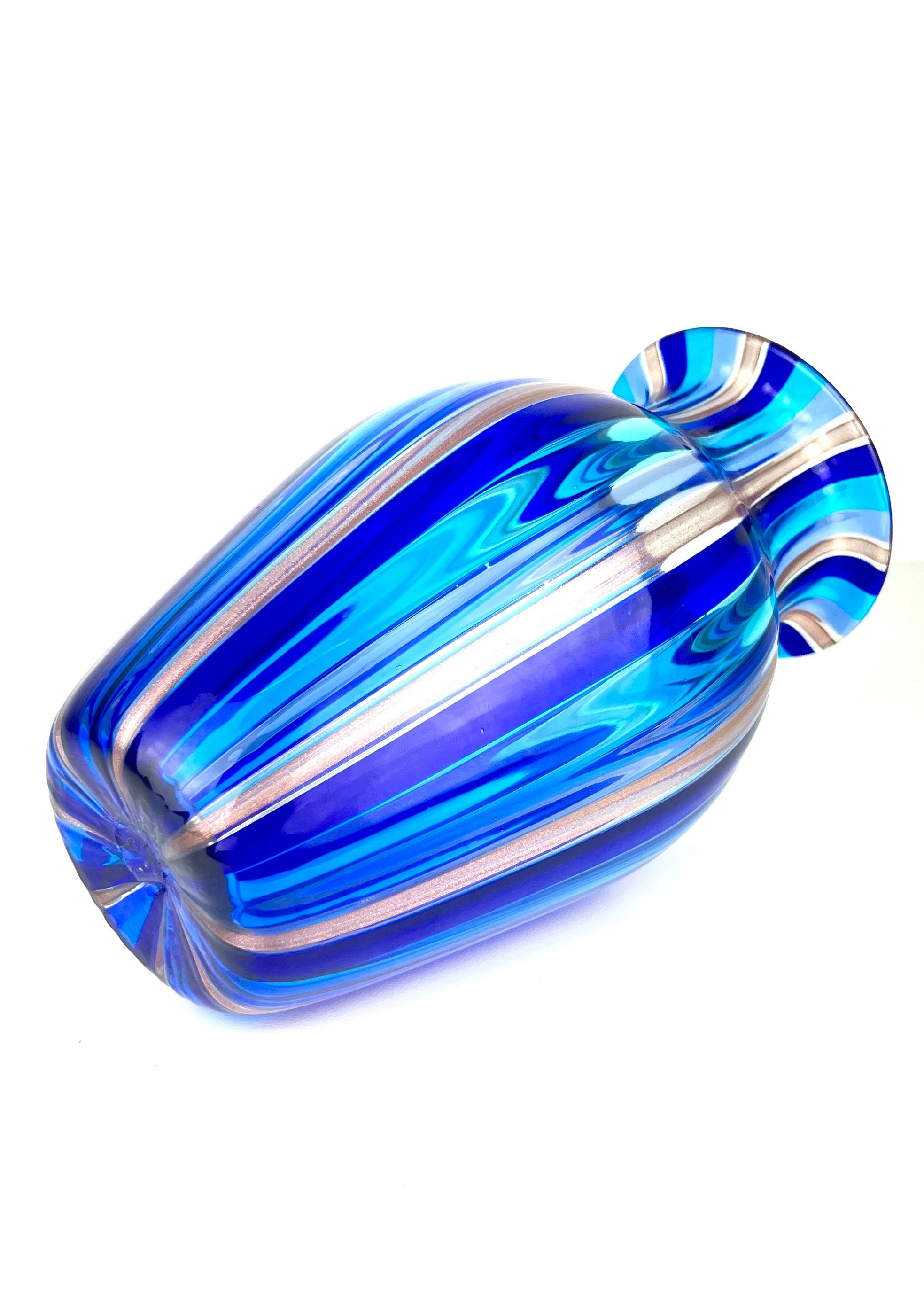Urban Modern Blue Adventurine Six Murano Glass Vases, 2024 For Sale 3
