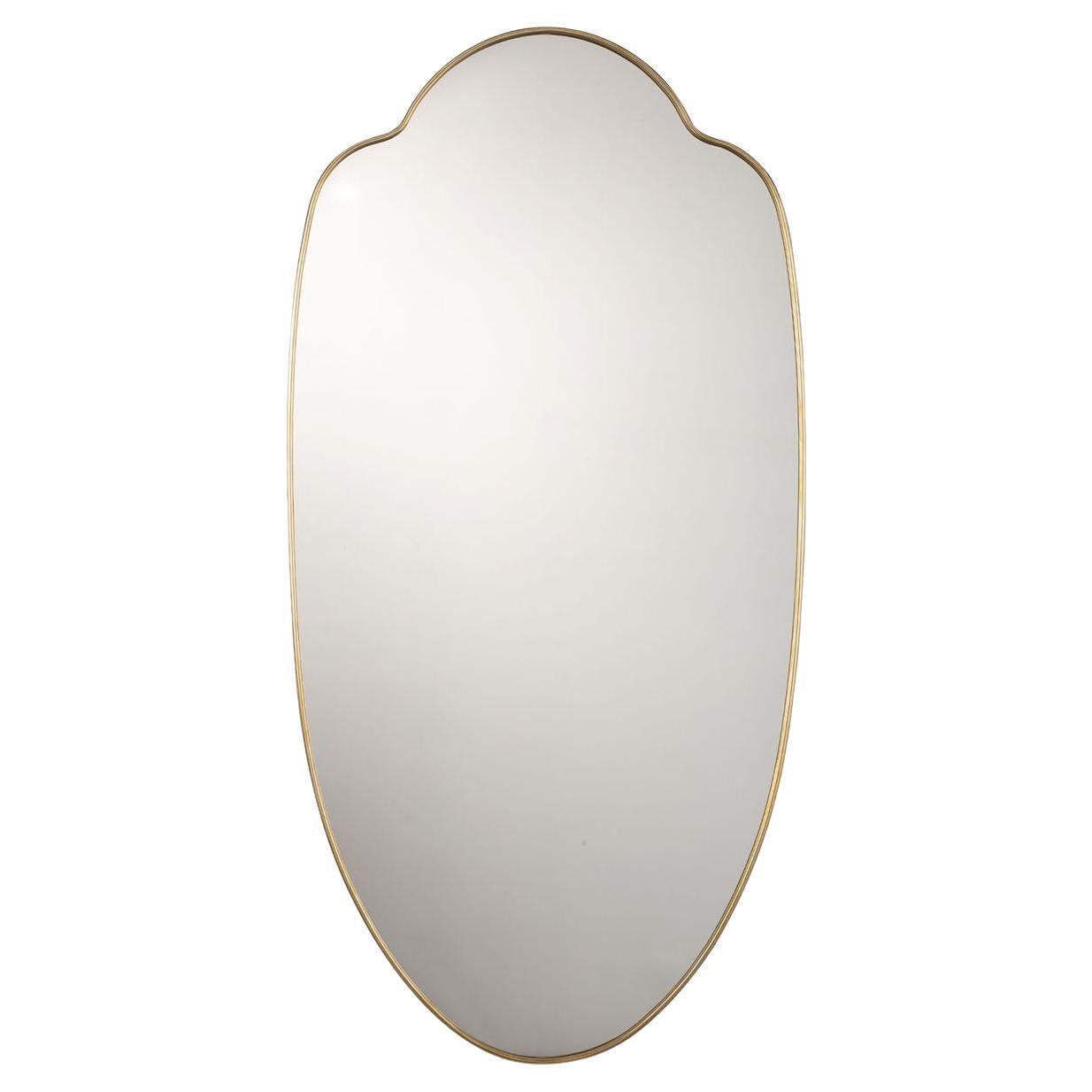 Miroir ovale urbain en laiton par Bronzetto