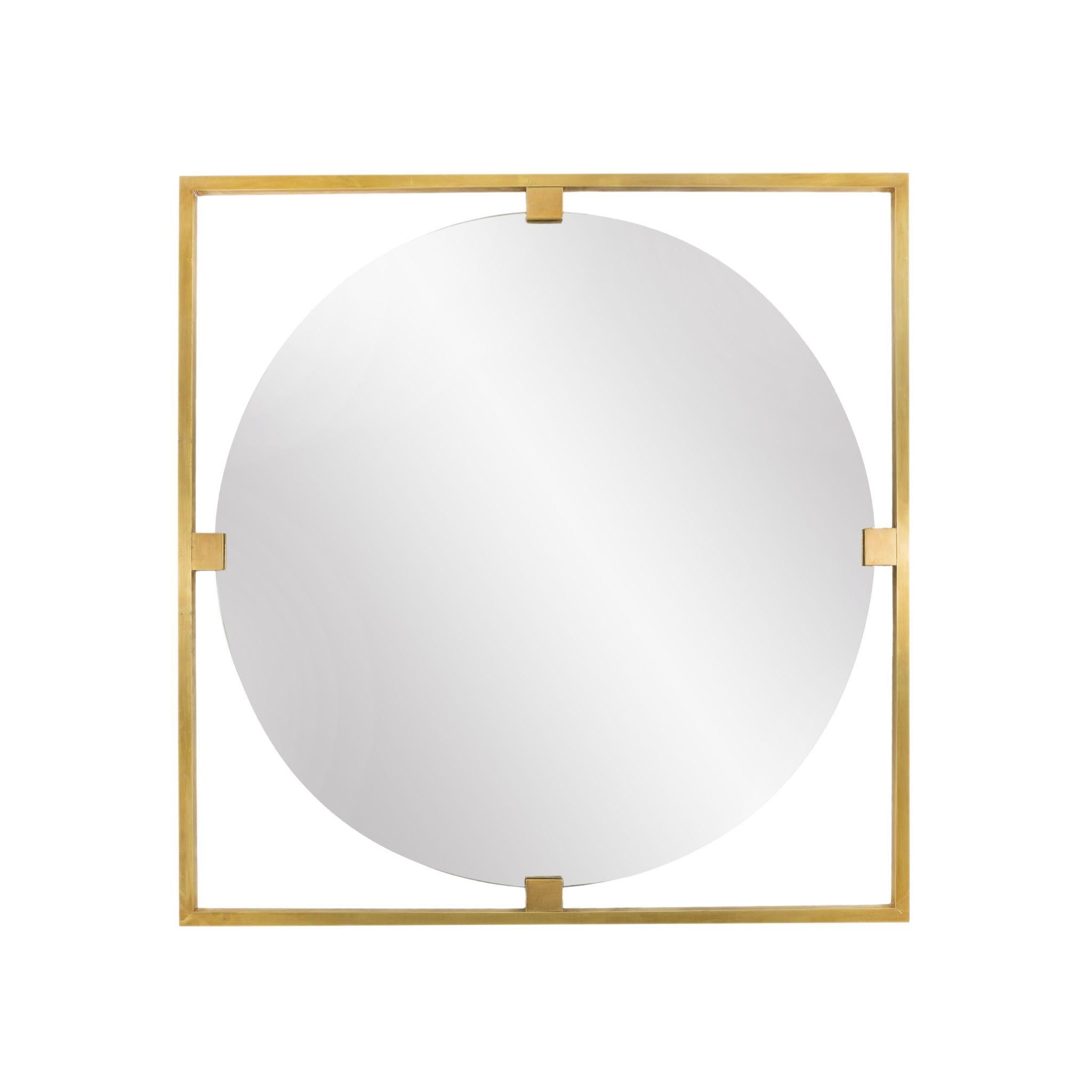 Contemporary Urban brass round mirror For Sale