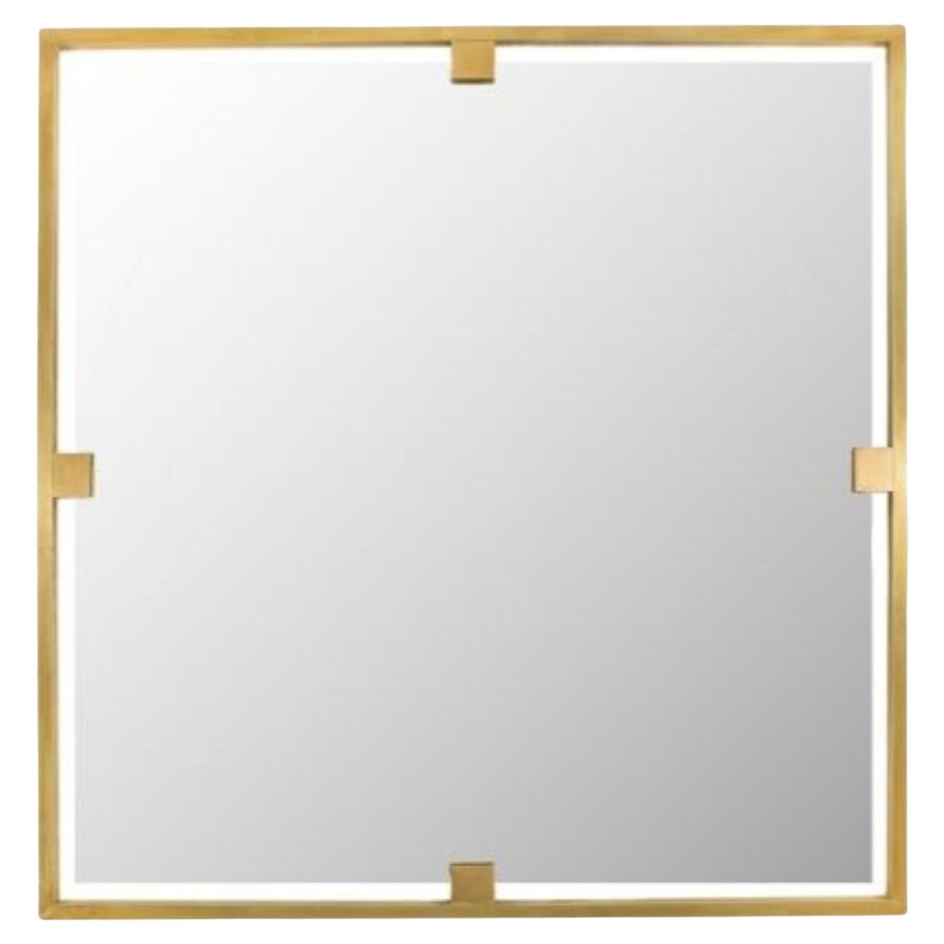 Urban brass square mirror For Sale