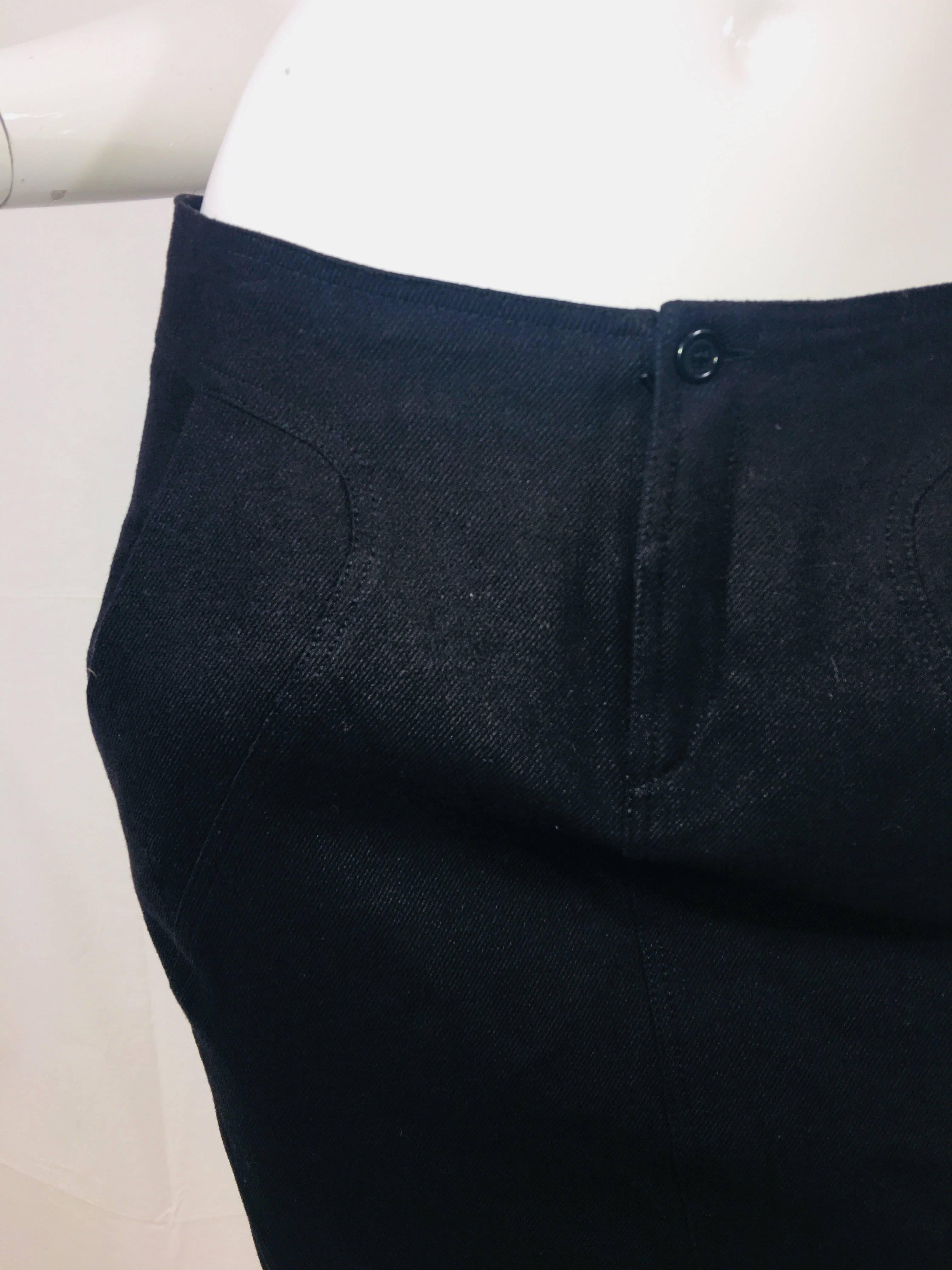 Urban Zen Wool Pencil Skirt in Black Wool with Front Pockets.