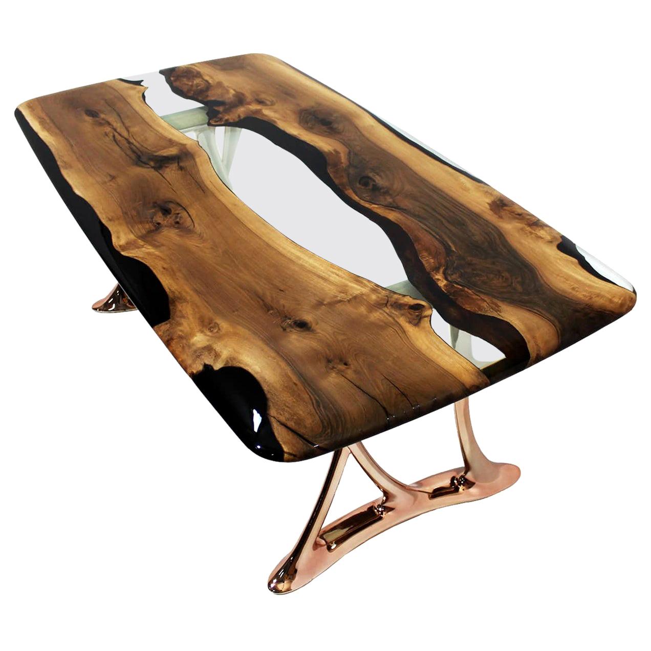 Unusual Cast Aluminum Extension Dining Table with Wall Mount Brackets For Sale at 1stDibs