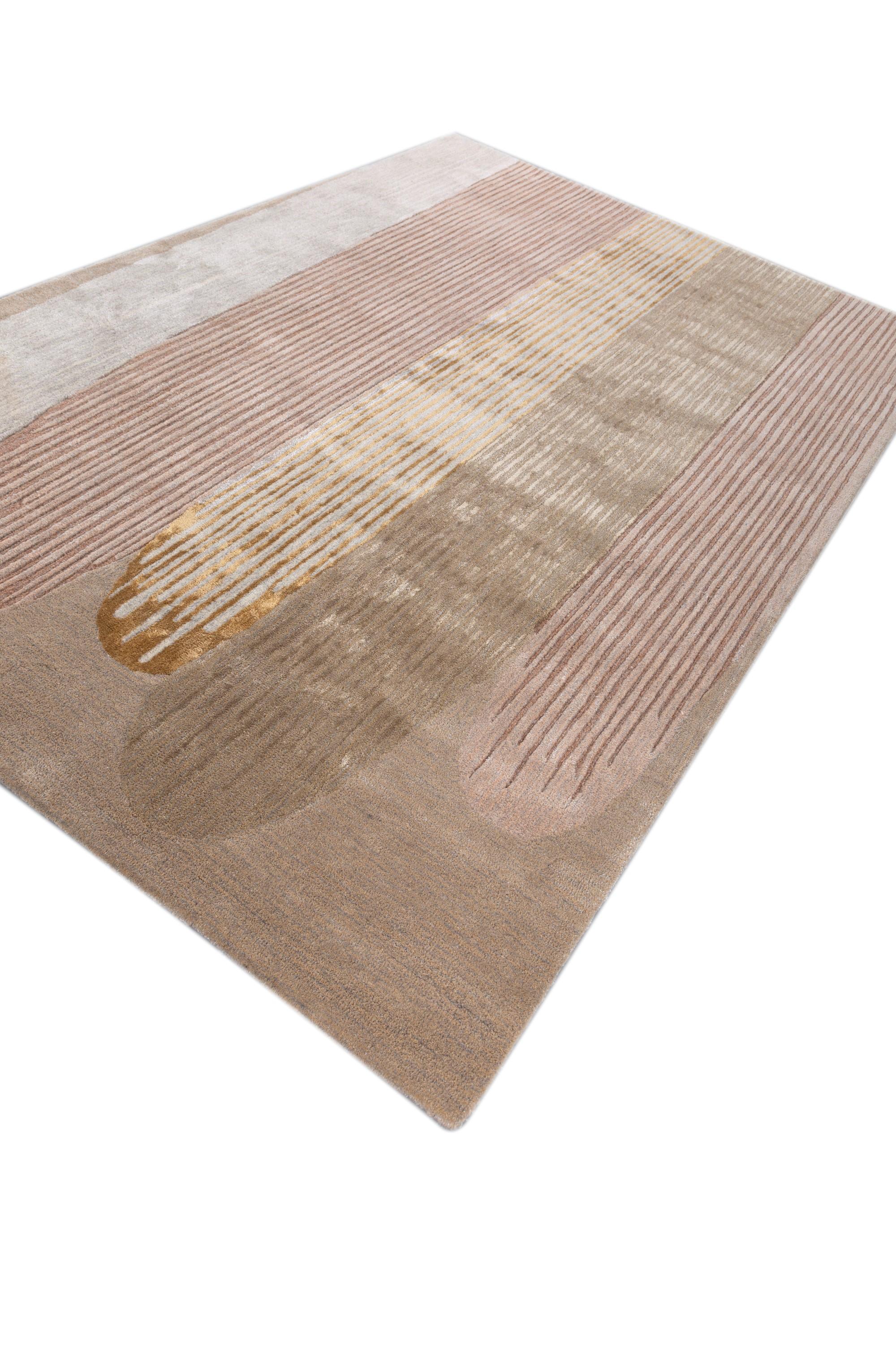Modern Urbane Curve Light Coral Pink Tint 180x270 cm Hand Tufted Rug For Sale