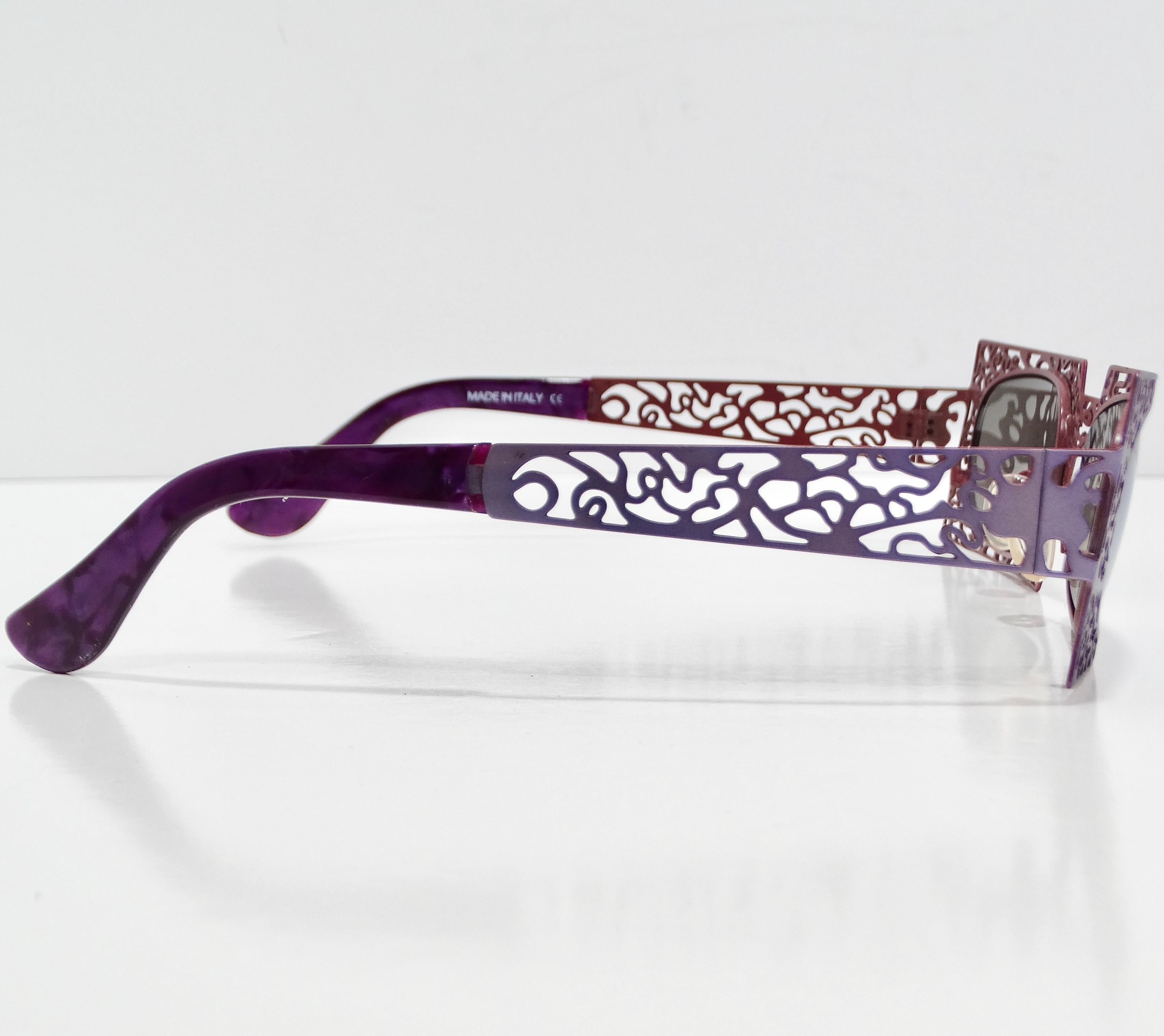 Urbani Venice Purple Laser Cut Sunglasses In Good Condition For Sale In Scottsdale, AZ