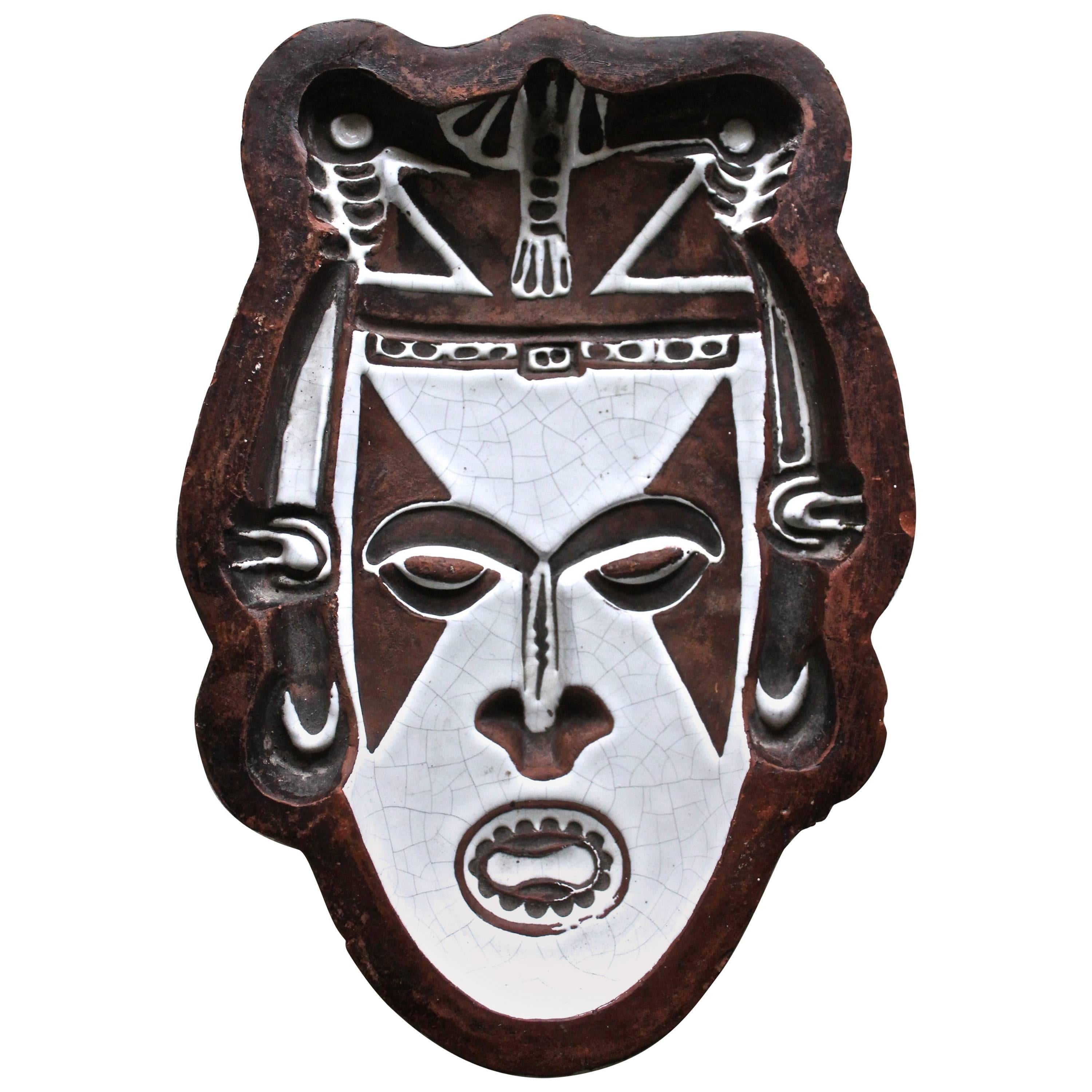 Bol à masque « tribal » en céramique Urbano Zaccagnini en vente