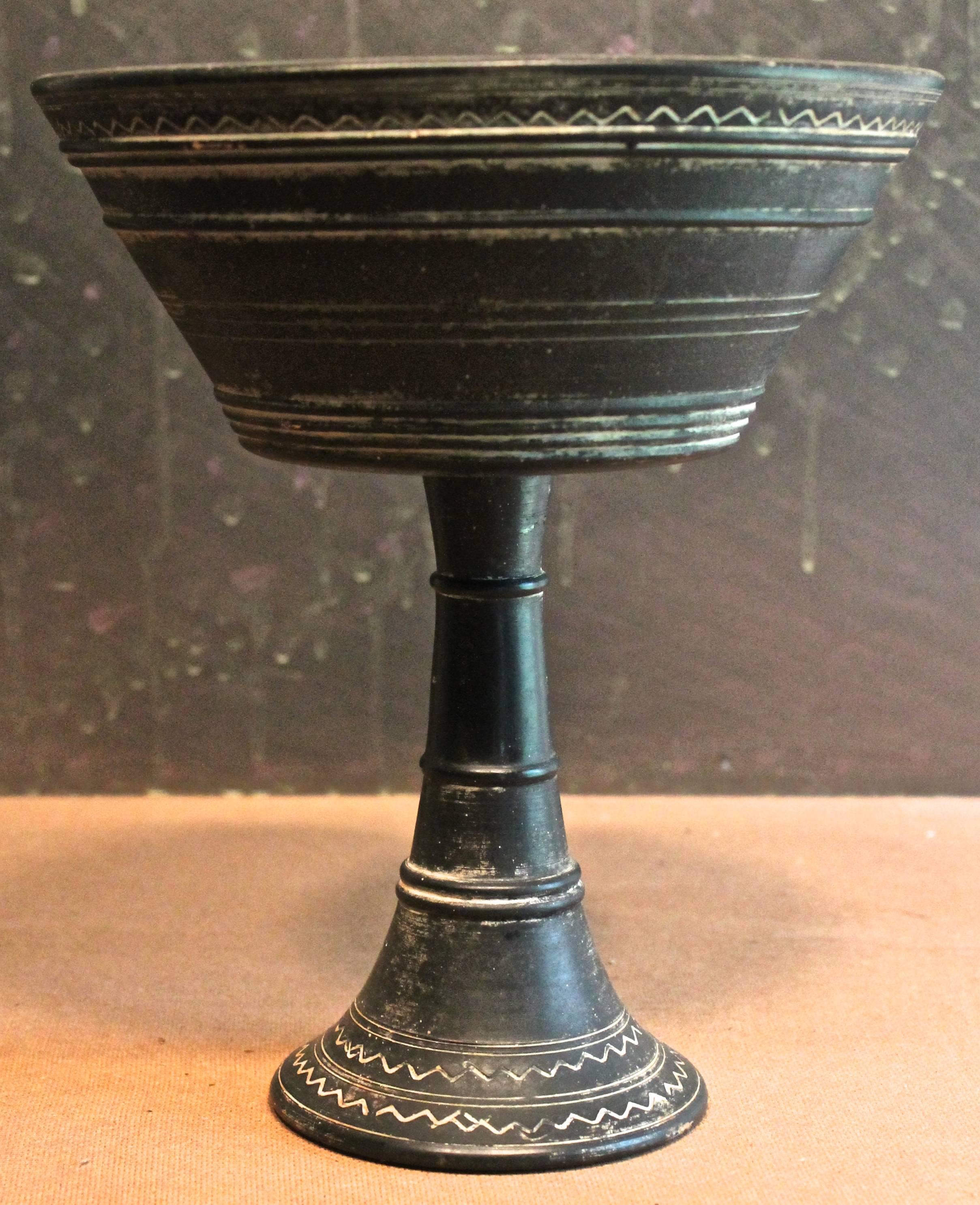 A Zaccagnini ceramic reproduction of the museum's Etruscan compote. Fully signed on bottom.