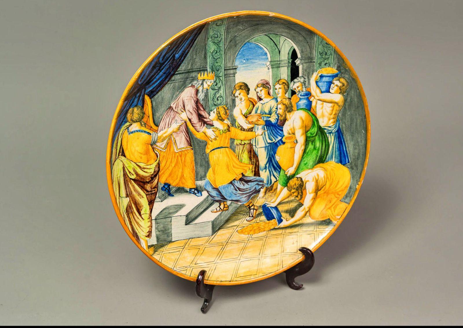 Fait main Assiette en céramique Urbino, fin du 18ème siècle en vente